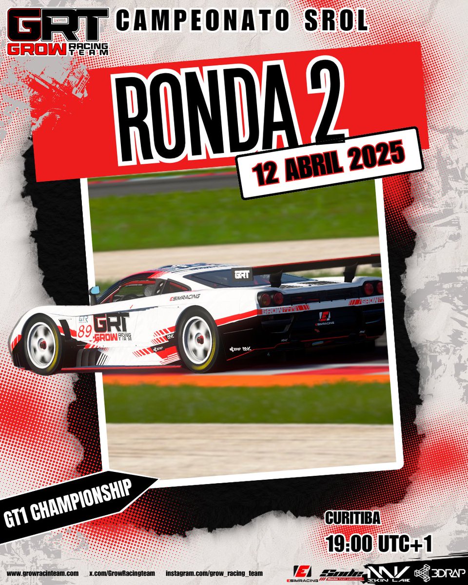 GrowRacingteam's tweet photo. 🏁 Ronda 2 do SROL

Este sábado, voltamos à ação na segunda ronda do campeonato SROL, desta vez no circuito de Curitiba!

 Acompanha-nos nesta jornada! 💪

https://t.co/Ob8UN7AyY4 @3drap_simracing @esimracing @mvskinlab #PedroBarbosaPaintshop #SROL https://t.co/jBKVYMTSOa