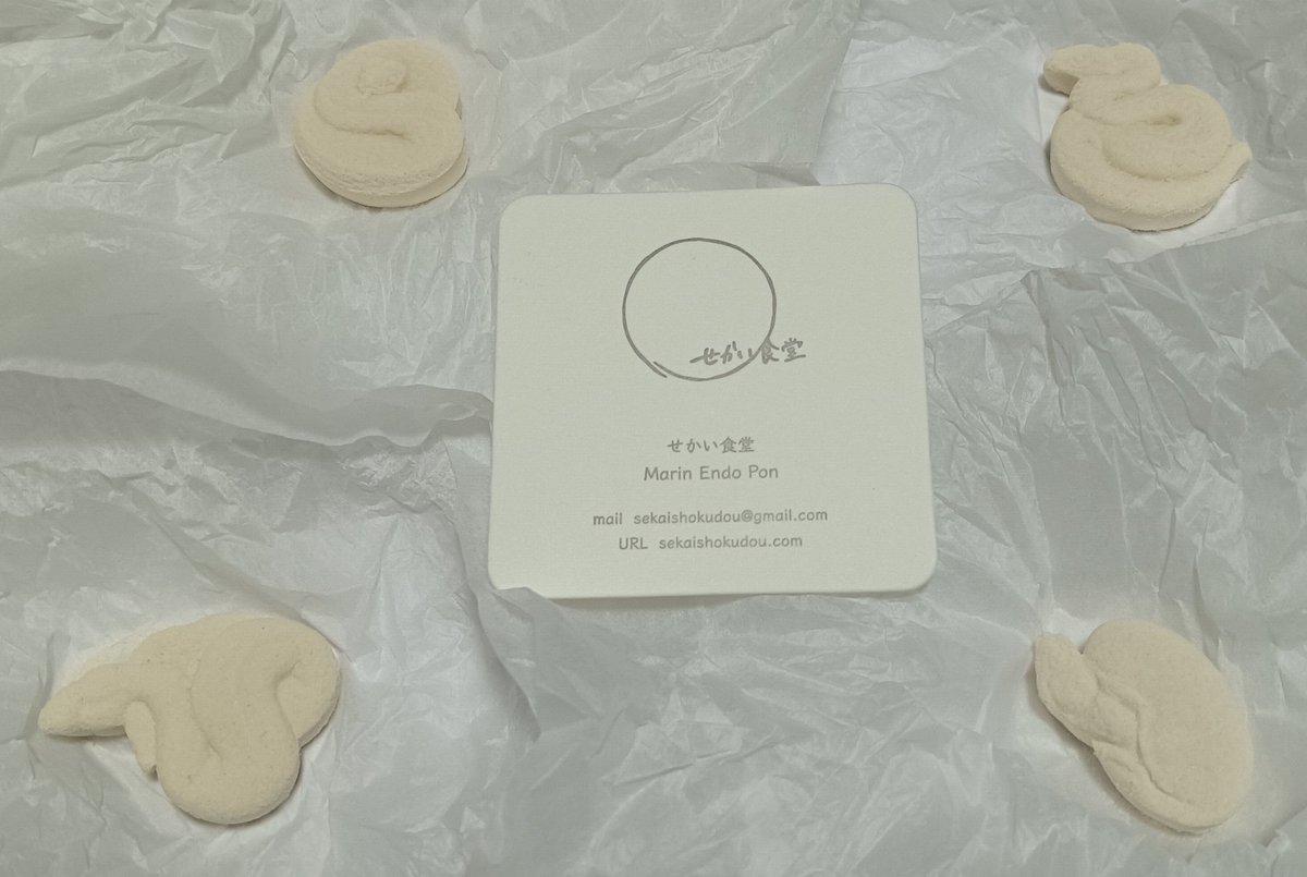 AQUA_SiON's tweet image. 一日限定の予約制イベント「蛇菓/jaka」
精緻な型から生み出された“食べられる🐍彫刻”(落雁)です…!
せかい食堂( @sekaishokudou )さんのご厚意で、お土産分もご用意いただけて全4種コンプできました〜!🐍✨😭
食すなら風味が変わらぬ今日中に…との事ですが、勿体なくて悩みますね〜😅
#蛇菓