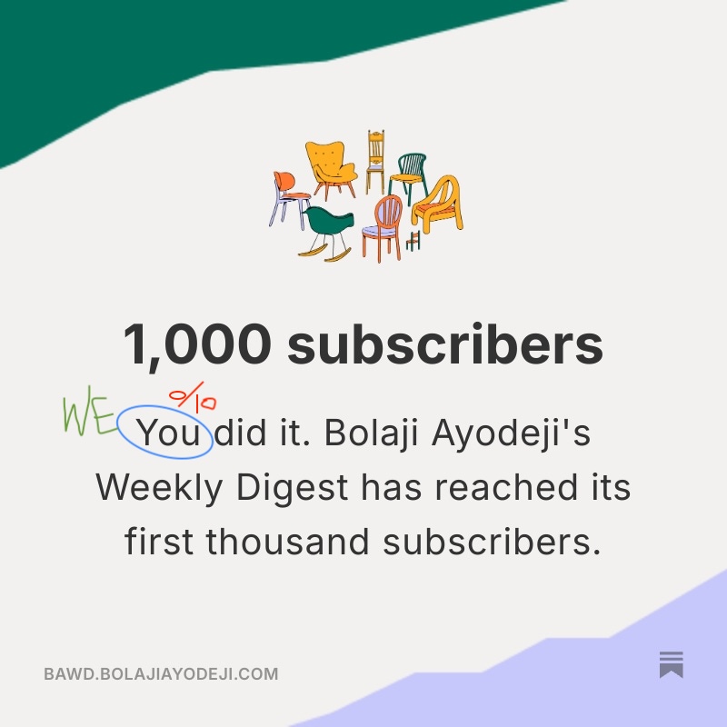 iambolajiayo's tweet photo. Even after a six-month-long break, many of you kept reading previous letters, recommending them, and subscribing to #BAWDLetters; thank you 💙.
After weeks of cooking, the 125th issue ships tomorrow, with more coming as usual and a refreshed process. Cheers to 1000+! https://t.co/F19UppOLpb