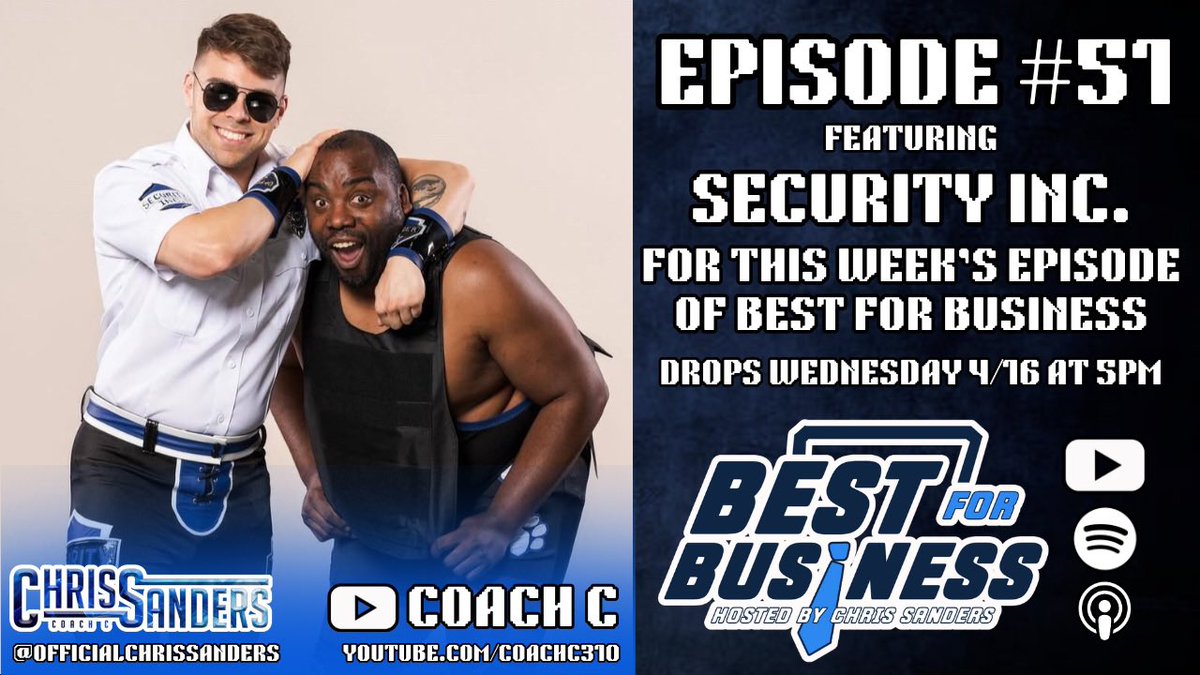 Chris Sanders (@chrissandersoff) on Twitter photo Tag Team Month rolls on with Episode #51 of Best for Business!
Next up—Security Inc.
“Officer” <a href="/TheRonnieMoses/">Officer Ronald Moses</a> & “Guard Dog” <a href="/TheMalcomMurray/">Malcom Murray</a>
youtube.com/playlist?list=… Tag Team Month rolls on with Episode #51 of Best for Business!
Next up—Security Inc.
“Officer” <a href="/TheRonnieMoses/">Officer Ronald Moses</a> & “Guard Dog” <a href="/TheMalcomMurray/">Malcom Murray</a>
youtube.com/playlist?list=…