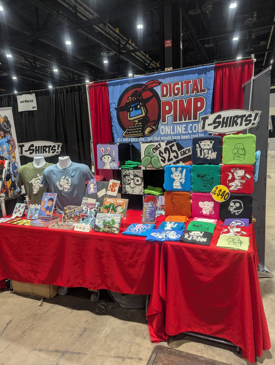 pimptour's tweet photo. Day one at #C2E2 booth SP10 all weekend long! Swing by and check out our comics, t-shirts and other merch! #c2e22025 https://t.co/EH2GlwyQXk