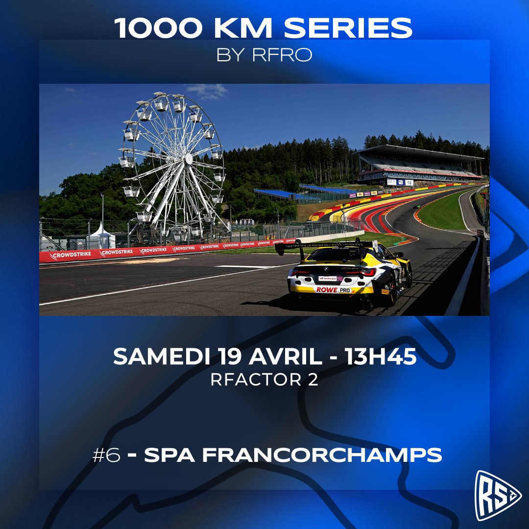 RaceStartTV's tweet photo. La 6ème manche de cette saison 5 des 1000km SERIES by RFRO nous conduit en Belgique sur le circuit de Spa-Francorchamps.
À suivre dès 13h45 sur notre chaîne Twitch : https://t.co/YZrf7eb3IV !
#racing #simracing #endurance #rfactor2 #studio397 https://t.co/AMGJaGXVxJ