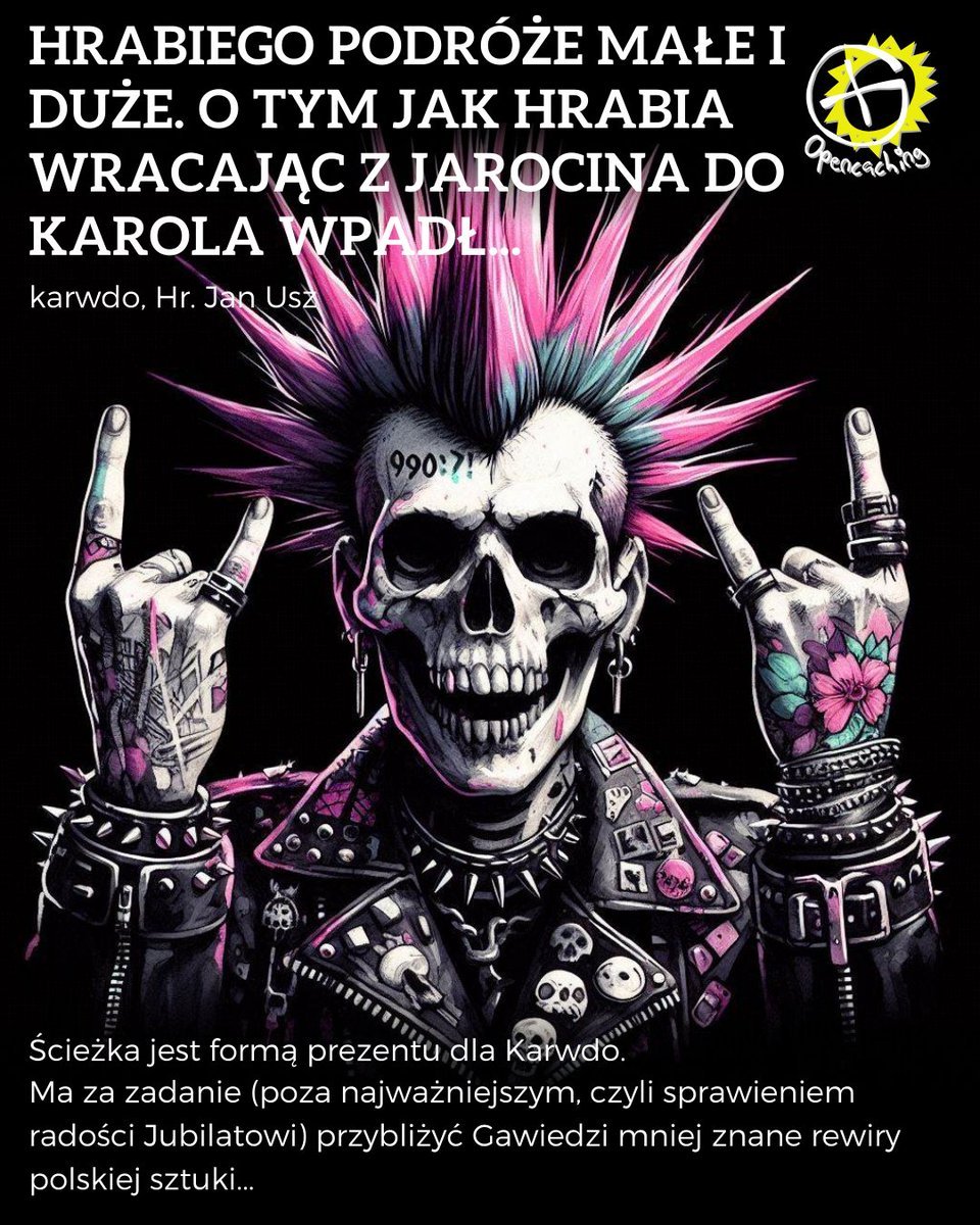 Opencaching1's tweet photo. Ścieżka jest formą prezentu dla Karwdo.
Ma za zadanie (poza najważniejszym, czyli sprawieniem radości Jubilatowi) przybliżyć Gawiedzi mniej znane rewiry polskiej sztuki...
https://t.co/5eCyc0iNMW
#opencachingpl https://t.co/oc4g0cS4Z2