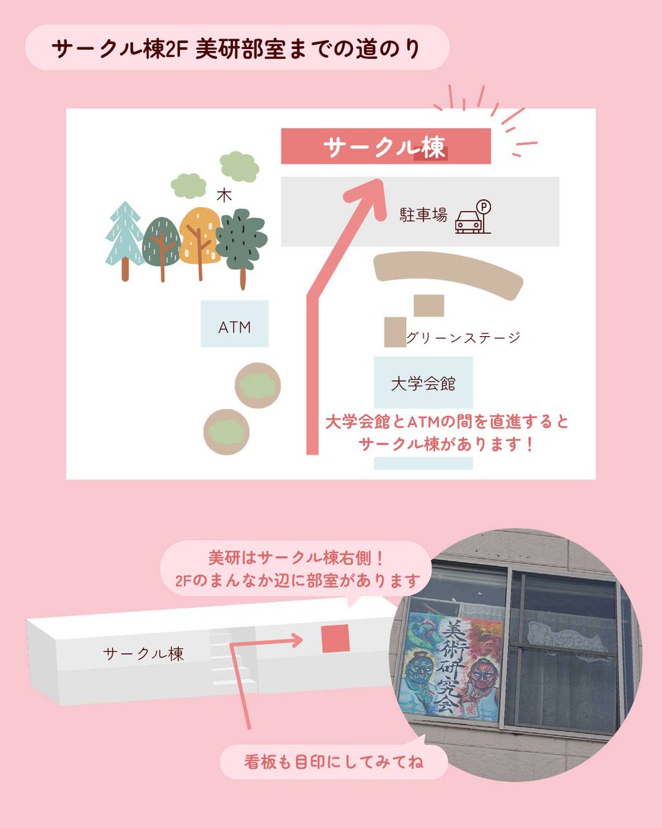 biken_uu's tweet photo. 美研部室までの道のりはこちら！ https://t.co/6FWQ2Ra2J2