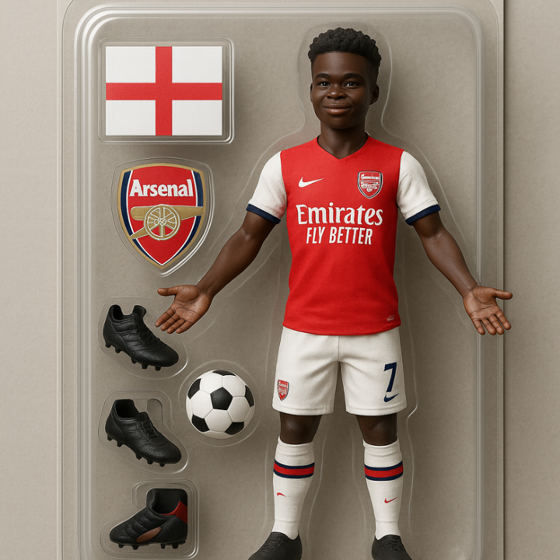 ESPNUK's tweet photo. ChatGPT action figure trend takes on Salah, Saka and more... 🧠