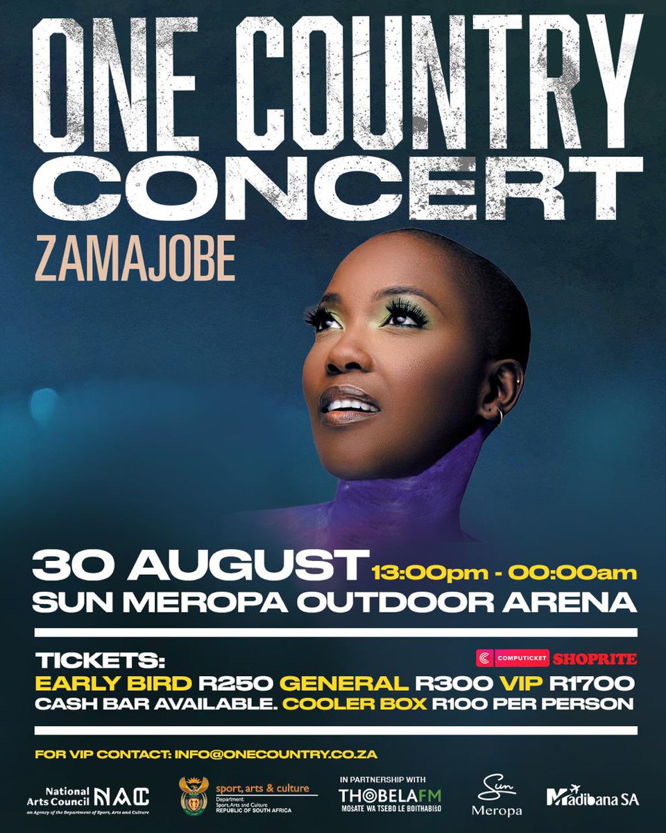 Zamajobeafro's tweet photo. Finally I’m on this lineup. Been looking forward to it. You can get your early bird tickets now 
#nacfundingforarts
#onecountryconcert
#onecountry
#madibanasa https://t.co/5hckYLB2DV