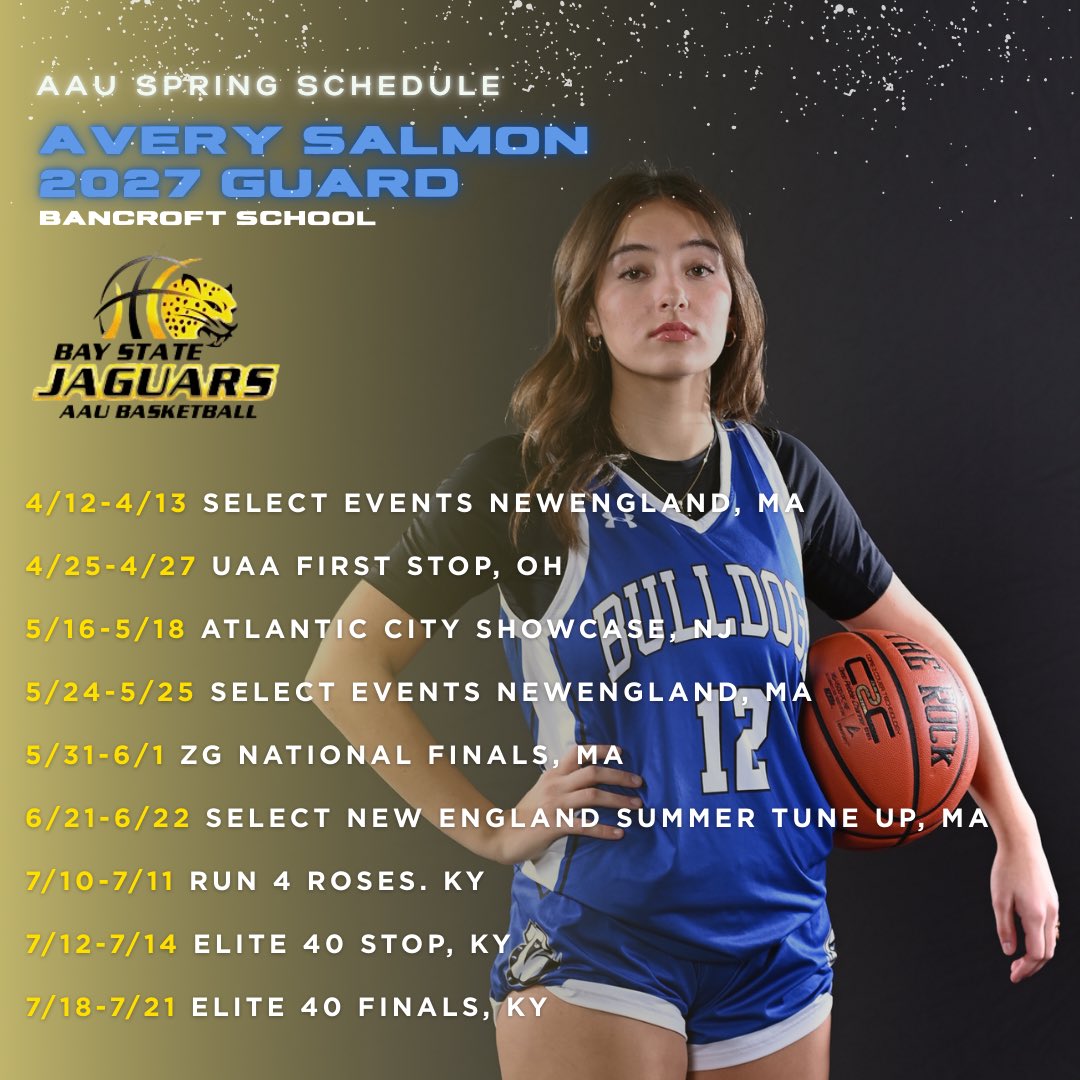 Avery Salmon (@averys5973) on Twitter photo Here’s my spring/summer AAU schedule with <a href="/BayStateJags/">Bay State Jaguars</a>. So excited to get back to work!! <a href="/BancroftSchool/">Bancroft School</a> <a href="/SportsBancroft/">@SportsBancroft</a> <a href="/NEPSGBCA/">NEPSGBCA</a> Here’s my spring/summer AAU schedule with <a href="/BayStateJags/">Bay State Jaguars</a>. So excited to get back to work!! <a href="/BancroftSchool/">Bancroft School</a> <a href="/SportsBancroft/">@SportsBancroft</a> <a href="/NEPSGBCA/">NEPSGBCA</a>