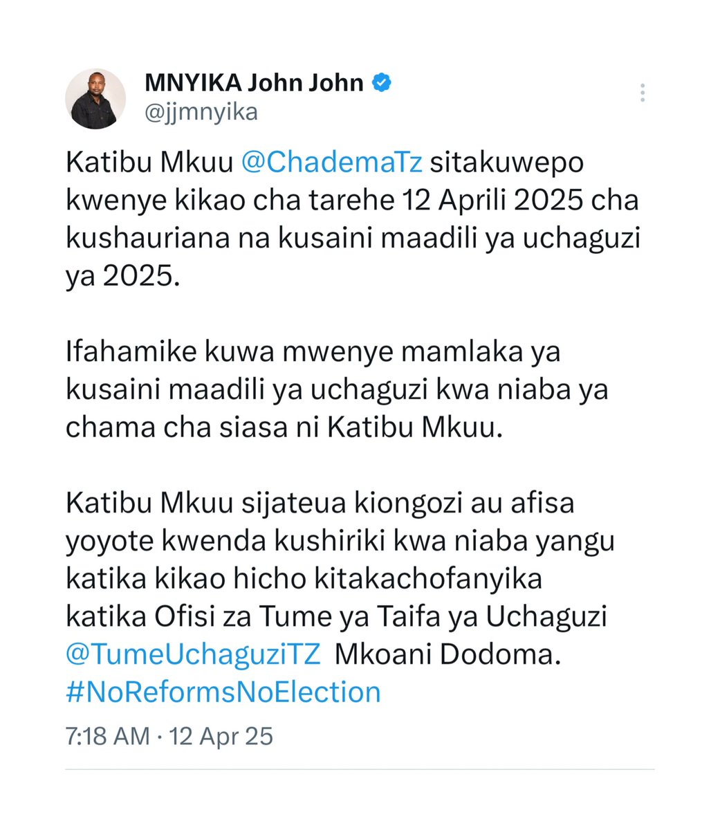OTaiwap's tweet photo. @ChademaTz ya Sasa Iko imara na itatupeleka mahali pazuri sana kwa misimamo hii. #StrongerBetterTogether #ToneTone @Oleshangay @DenisMoses14 @SusannaN2 @godbless_lema @MariaSTsehai @HildaNewton21 @Twaha_Mwaipaya https://t.co/gJ2XxqDprM