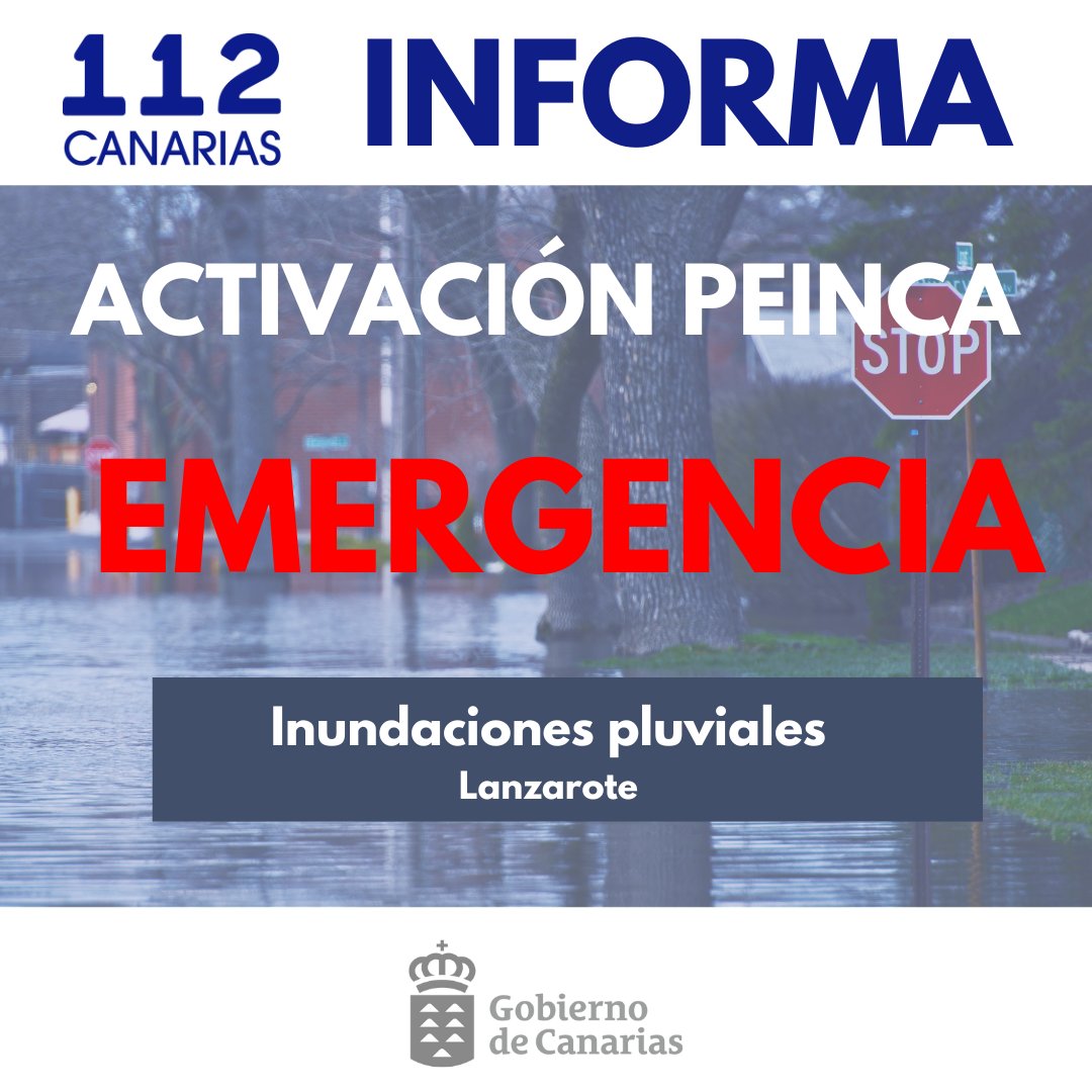 Máxima Precaución‼️

📢El Gobierno de Canarias declara la situación de Emergencia por Riesgo de Inundaciones Pluviales en #Lanzarote 

www3.gobiernodecanarias.org/noticias/el-go…