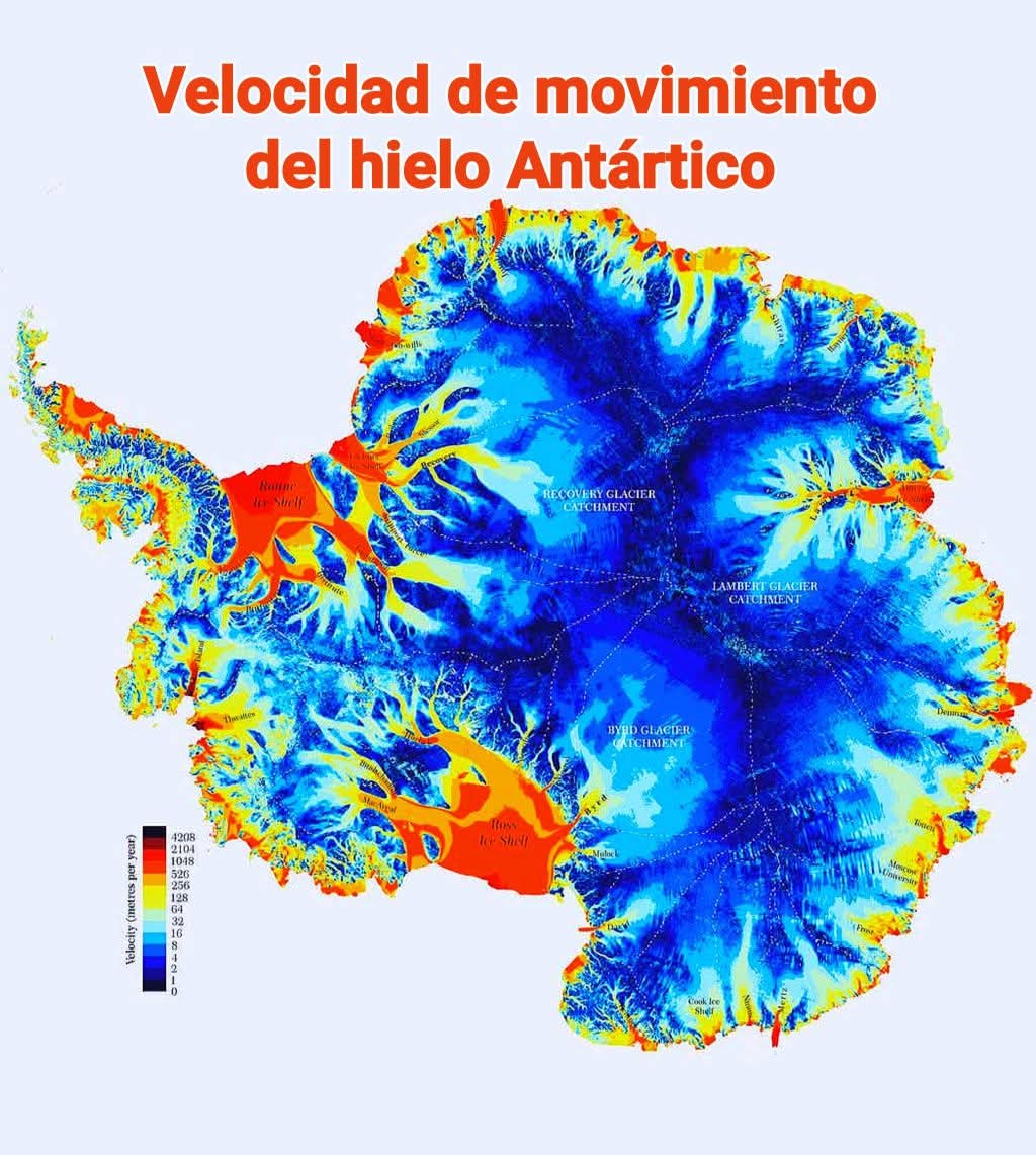 geoscentricos's tweet photo. 🗺️🇦🇶¿Sabías que el hielo de la Antártida se mueve? 😮

🌍✨ Gracias a los satélites y a los mapas de velocidad, podemos ver cómo este gigantesco manto de hielo fluye lentamente desde el interior hacia la costa. 📡 https://t.co/5JaU0Gtpxa