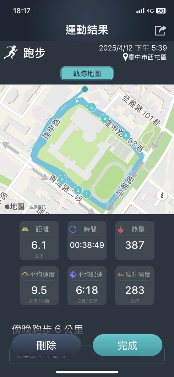 6公里慢慢跑。🏃‍♂️