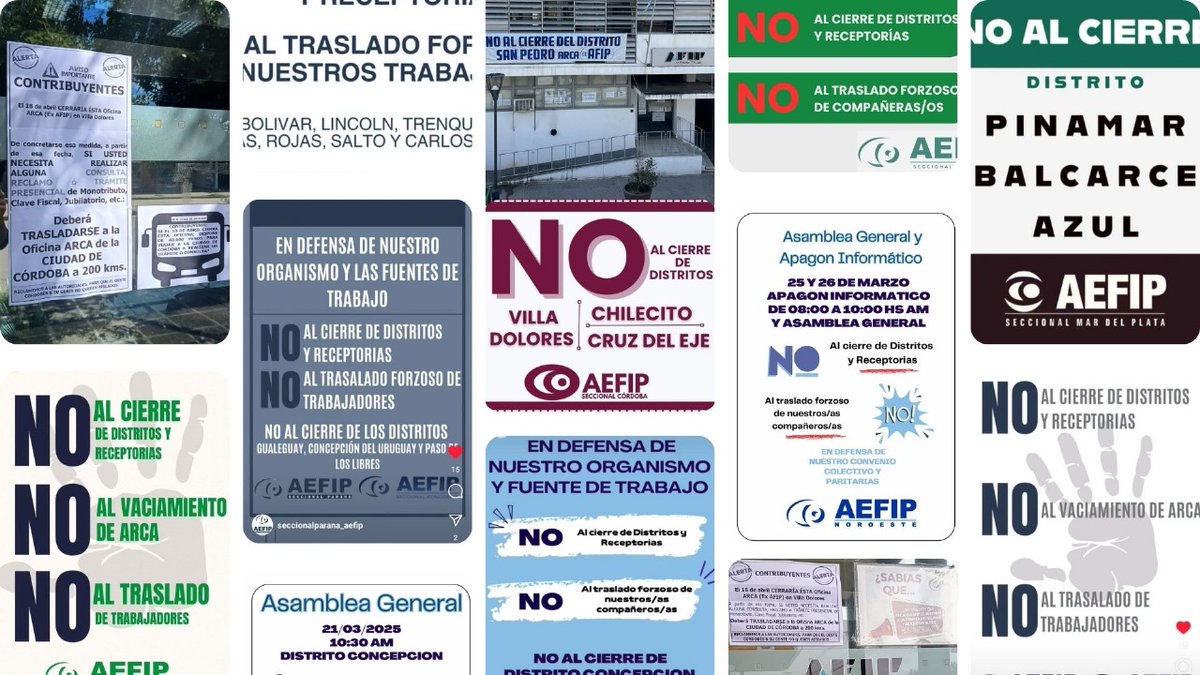 MontiAlejandro's tweet photo. #Aefip #Supara
NO AL CIERRE DE DISTRITOS Y RECEPTORIAS
Ante al cierre de los 38 distritos y 35 receptorías:
- El cierre de distritos es contra todos: En defensa de la estabilidad laboral y los puestos de trabajo
- Tocan a uno nos tocan a todos

https://t.co/ZymKJTvPwy https://t.co/biK54ebJRy