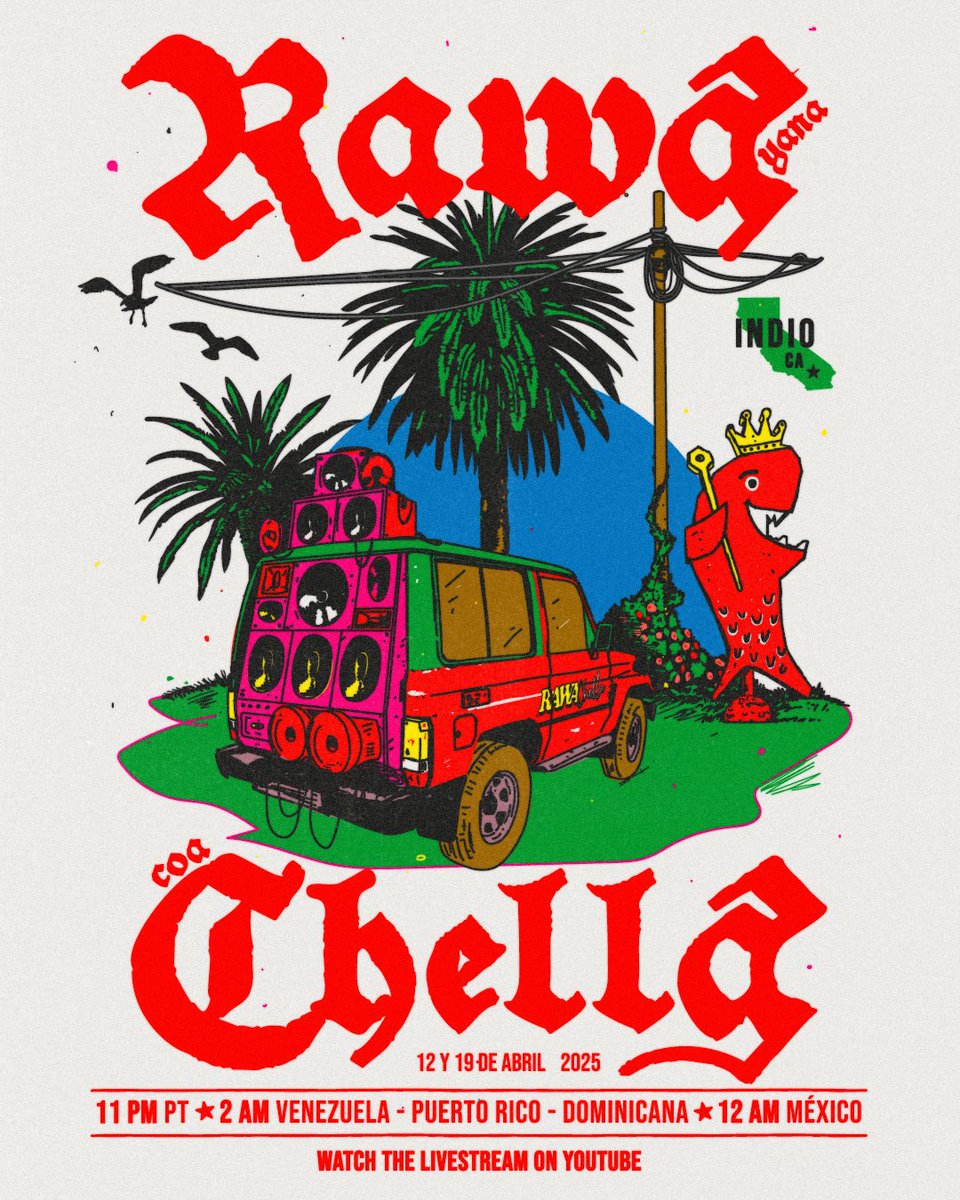 Rawayana's tweet photo. Hoy RAWA en @coachella  🇻🇪❤️ 11:00pm PS / 2am EST por @YouTube  está va dedicada especialmente a los que no pudieron vernos en diciembre ❤️ —-> link: https://t.co/oDWX7dsBT4 https://t.co/BjHjg6oNh7