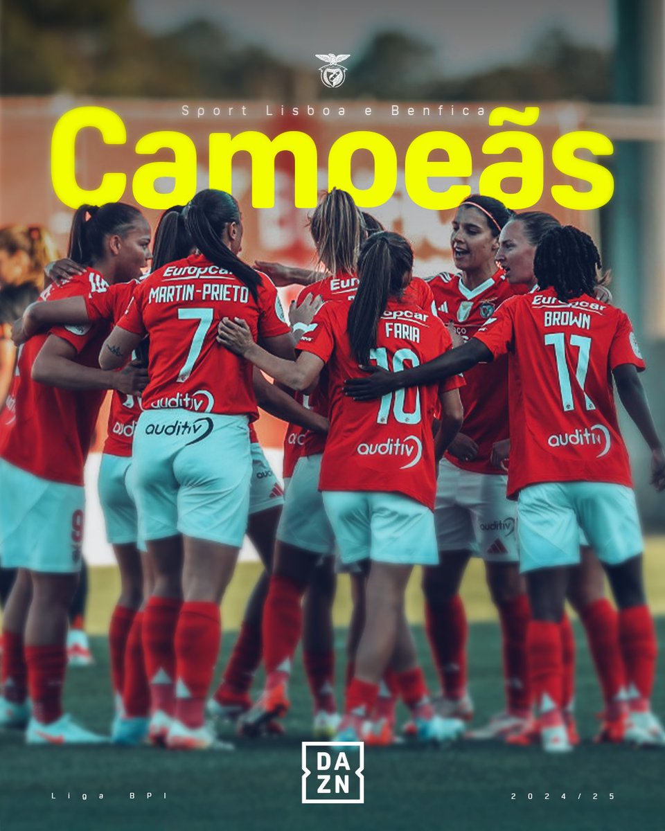 DAZNPortugal's tweet photo. Parabéns @SLBenfica pela conquista do Pentacampeonato Nacional 🏆

#DAZNUWCL https://t.co/bwOxYPTvkk