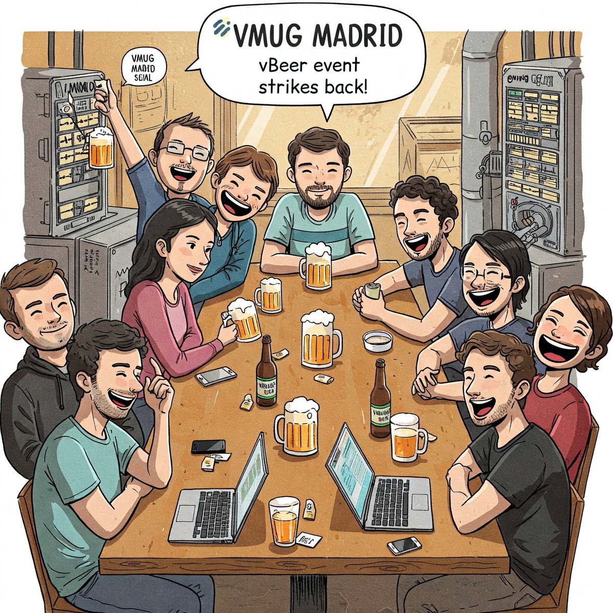 VMUGmadrid's tweet photo. Nuevo evento de vBeers con la comunidad de @VMUGmadrid Y este mes viene cargadito de novedades de @VMware ! Pasate a divertirte, y hablar de tecnología un rato, aquí: https://t.co/NmqyuDAd7w https://t.co/UWtGlzyb1Z