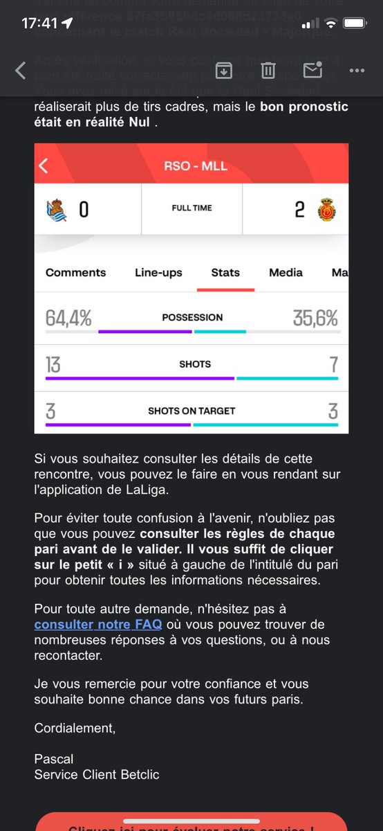 Tyler92IZII's tweet photo. @Betclic @Betclic_ELITE 

Carrément on m’inventes des faux screen pour pas avouer leur fautes 
C’est n’importes quoi 
#betclic
#scandale
#laliga 
@RealSociedadFR 
@RealSociedad https://t.co/eWwNuWka2O