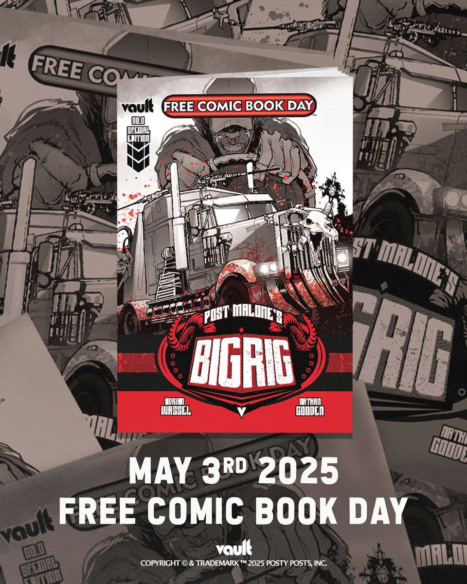 Vault Comics (@thevaultcomics) on Twitter photo Demons infest the earth. An 18-wheeler from heaven is the last hope. Preview <a href="/PostMalone/">Post Malone</a>โs BIG RIG for #FreeComicBookDay on May 3rd. Find it at your local comic shop.
#VaultComics #BigRigComic #FCBD Demons infest the earth. An 18-wheeler from heaven is the last hope. Preview <a href="/PostMalone/">Post Malone</a>โs BIG RIG for #FreeComicBookDay on May 3rd. Find it at your local comic shop.
#VaultComics #BigRigComic #FCBD