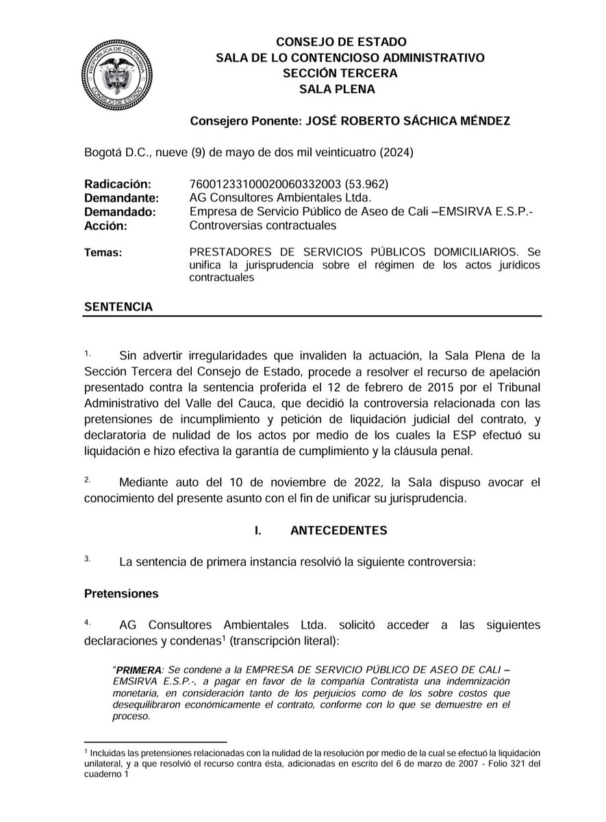 Josecargi's tweet photo. Sentencia Unificación @consejodeestado ➡️Los actos jurídicos adoptados por Empresas Servicios Públicos Domiciliarios con motivo de su actividad contractual: NO son Actos Administrativos, y se rigen por normatividad civil y comercial. @carlosateho @cabogadosa1 @contrataenlinea ⤵️ https://t.co/ibDEXt0Xc4