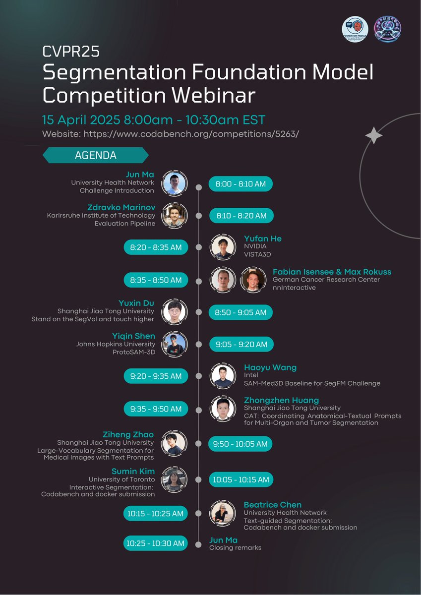 We are organizing a webinar to introduce the CVPR Segmentation Foundation Model challenge to help participants gain a better understanding of the competition. We’re proud to host all the leading teams in this exciting field to introduce their dedicated baseline solutions. Please