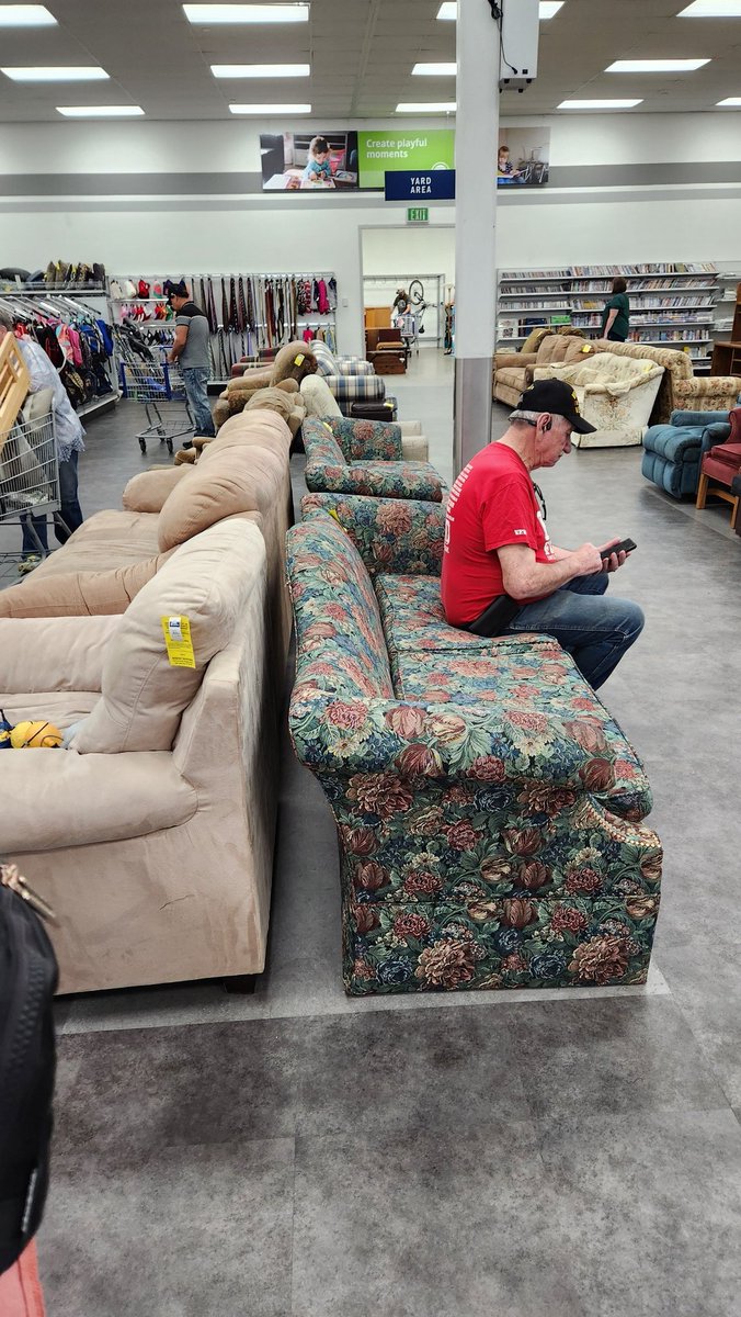 Found these classic floral couches at the DI today. Felt like I was late to church when I sat on them.