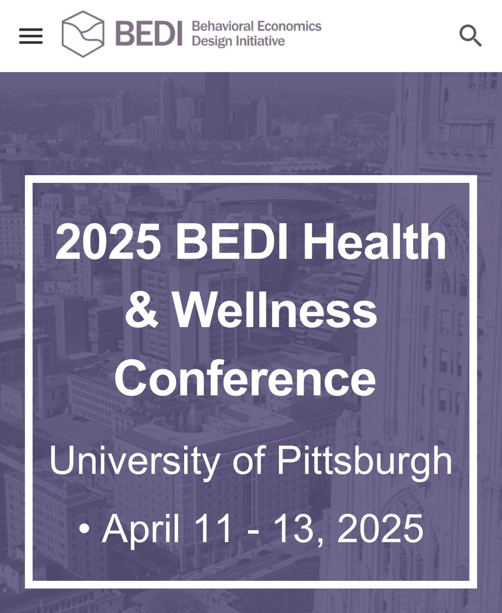 Very happy to take part in the Health and Wellness Conference organized by the Behavioral Economics Design Initiative at the University of Pittsburgh. Great program! bediconference.org/program