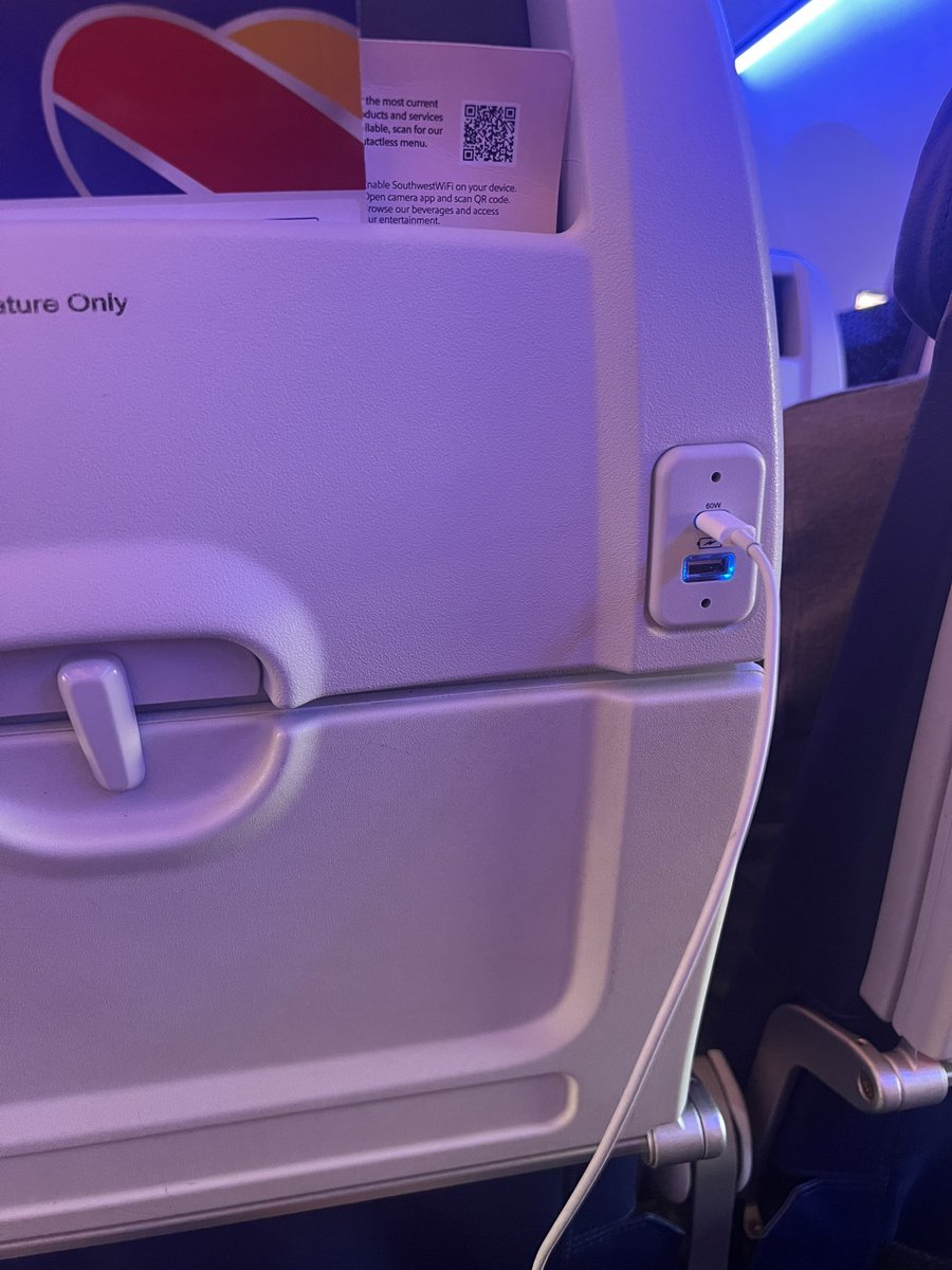 More leg room. Better WiFi, both styles of phone chargers… I see you 👀 <a href="/SouthwestAir/">Southwest Airlines</a>