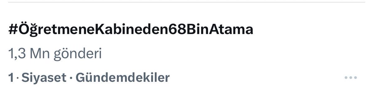 1 milyon 300 bin ile gündemde 1. sıradayız👏🏻

Harika bir mücadele gördüm bugün🥲💚

 #ÖğretmeneKabineden68BinAtama