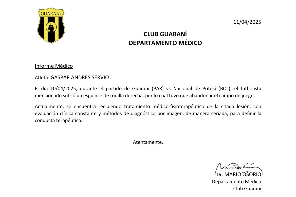 📌 Comunicado oficial - Gaspar Servio.