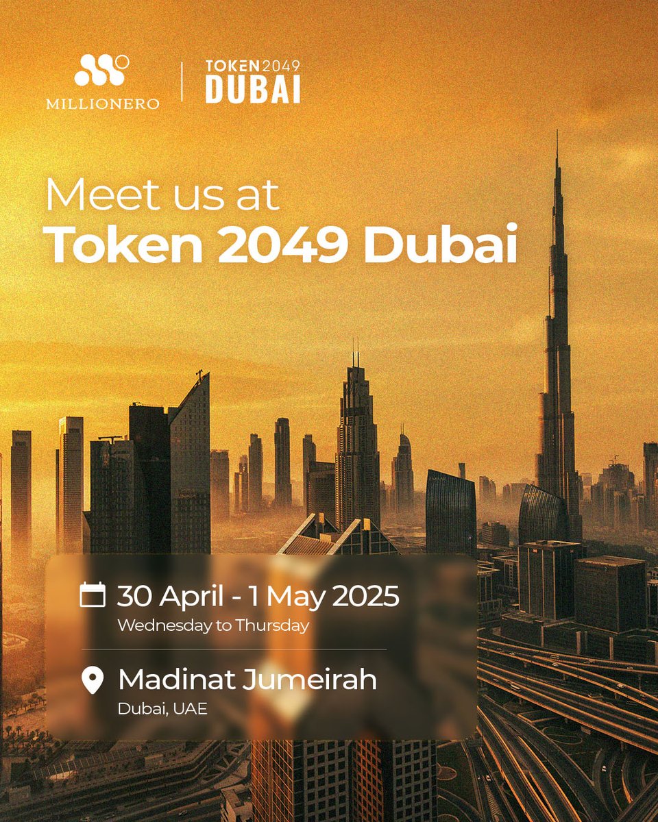 We will be at the #TOKEN2049 Dubai

Come say Hi 👋