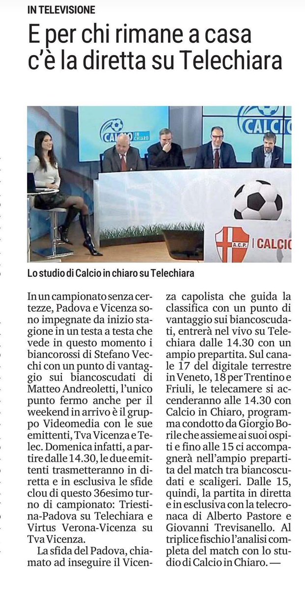 luciani_alain's tweet image. 📌⚽ Vi Aspetto Domani a TeleChiara Canale 17 per la partita in esclusiva in diretta.
Triestina 🔴🦁 Vs Padova⚪🔴🦁.
