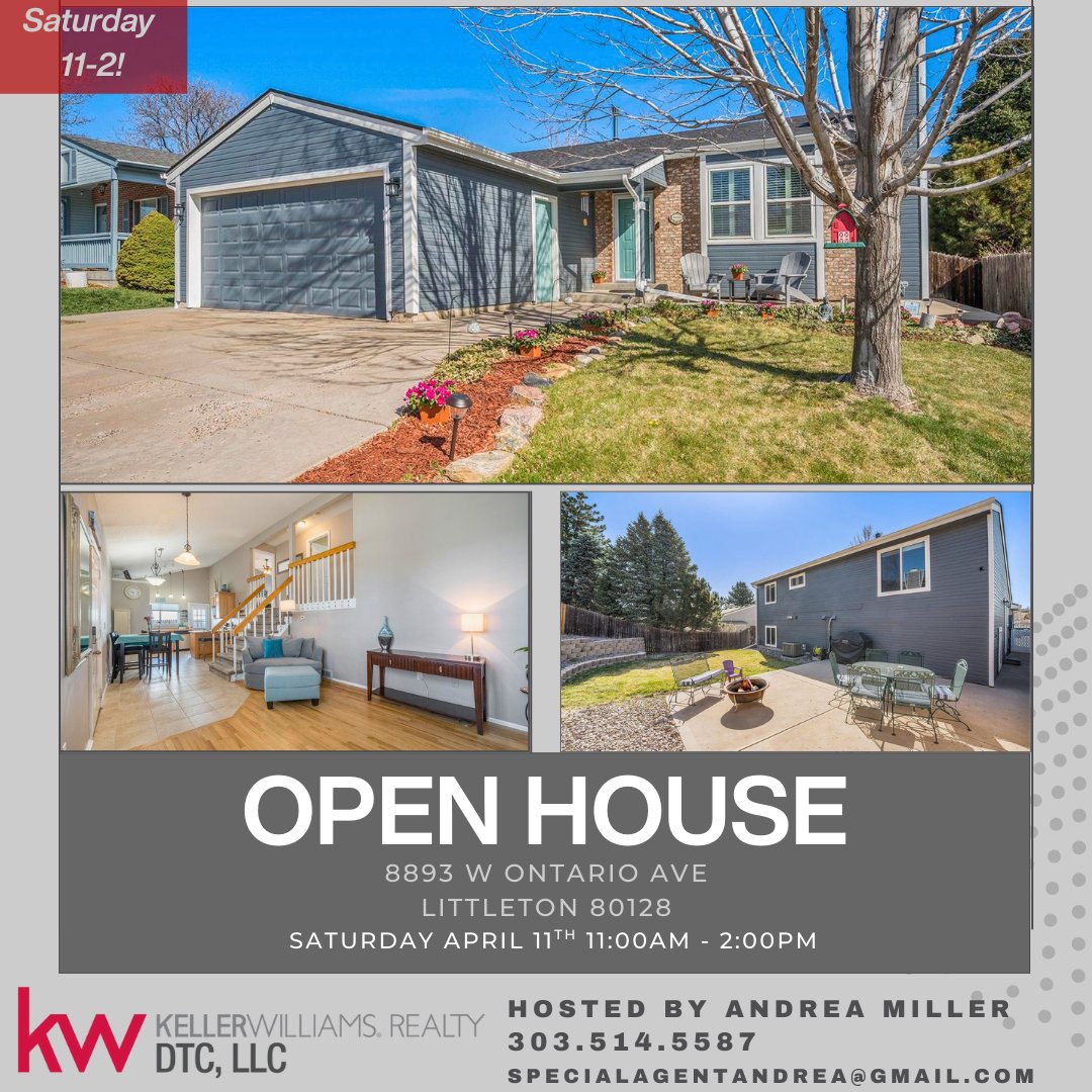 Come visit me today from 11am-2pm!

🚪OPEN HOUSE🚪⁠
8893 W Ontario Ave
Littleton, CO 80108
Saturday, April 12
11:00am - 2:00pm
⁠
#highlandsranchrealtor
#highlandsranchrealestate
#highlandsranchrealestateagent
#highlandsranchhomesforsale