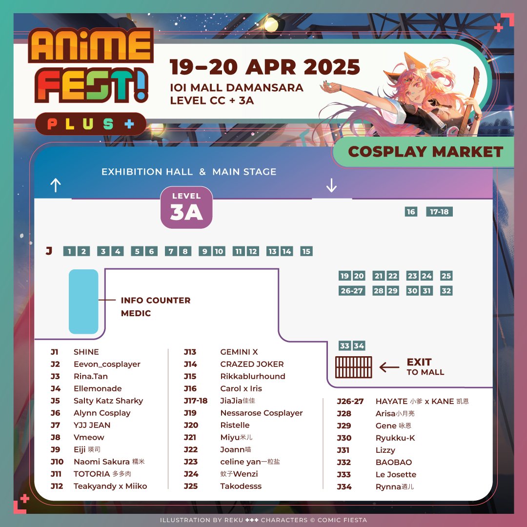 comicfiesta's tweet photo. Anime Fest Plus will be hosting these amazing artists and cosplayers this 19th &amp; 20th April at IOI Damansara!
Visit your favorite artists at level CC and cosplayers at level 3A for awesome merch and more! https://t.co/0etMPQvaj0