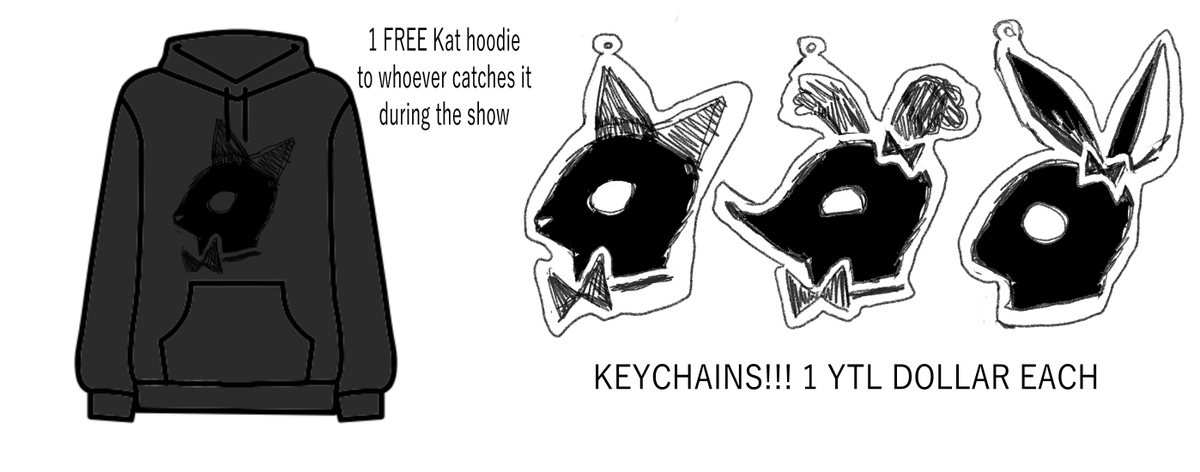 👀👀 Merch will be at the show! Goodluck to whoever gets the hoodie~! -🐈‍⬛