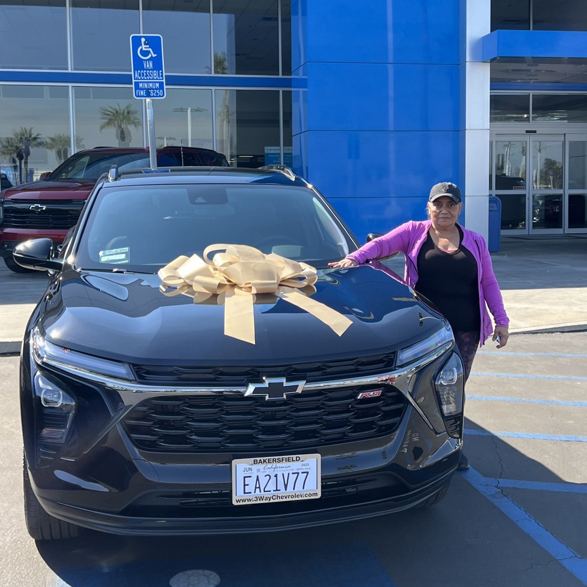 Congrats Marga on your 2025 Chevy Trax! Let Three-Way put you in a brand new Chevy at 4501 Wible Road. #bakersfield