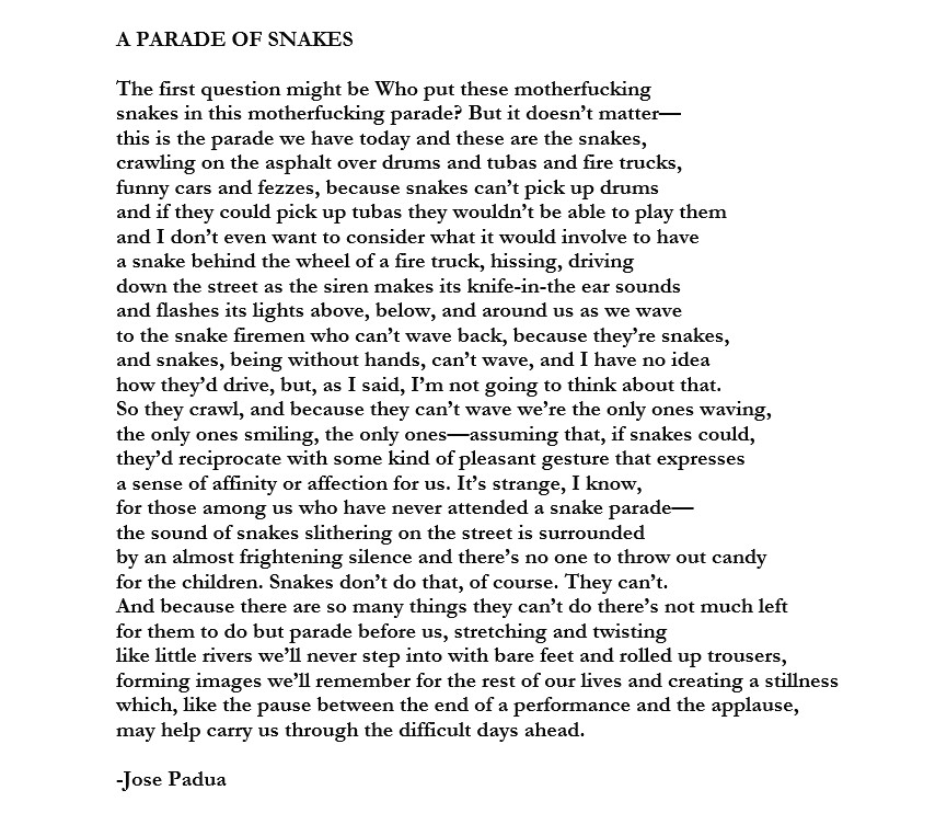 JosePaduaWriter's tweet photo. Today's poem and snake forecast.... https://t.co/UDrezELPsY