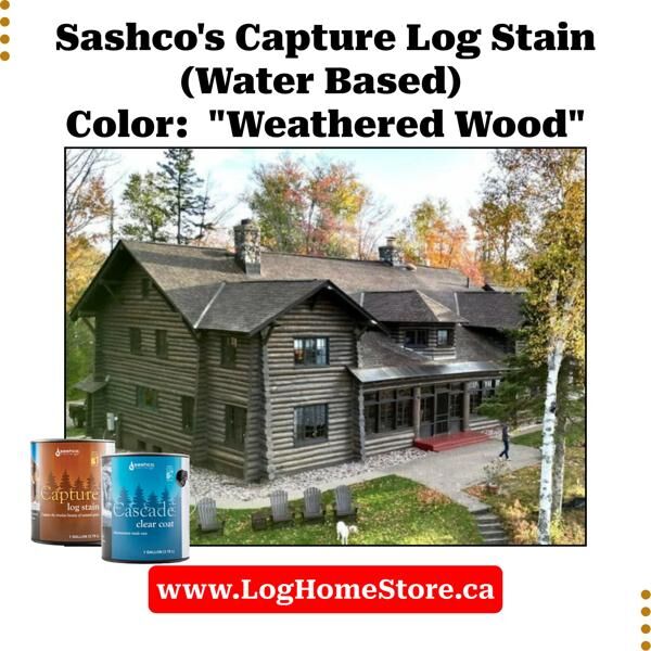 LogHomeStore1's tweet image. This home was finished with Sashco's gorgeous Capture Log Stain (Water Based) in the color Weathered Wood, and their easy-to-maintain Cascade Clear Coat. Get your free samples now by visting our website!

Beautiful work from WeatherWize!

#CanadasLogHomeStore #Sashco #weatherwize
