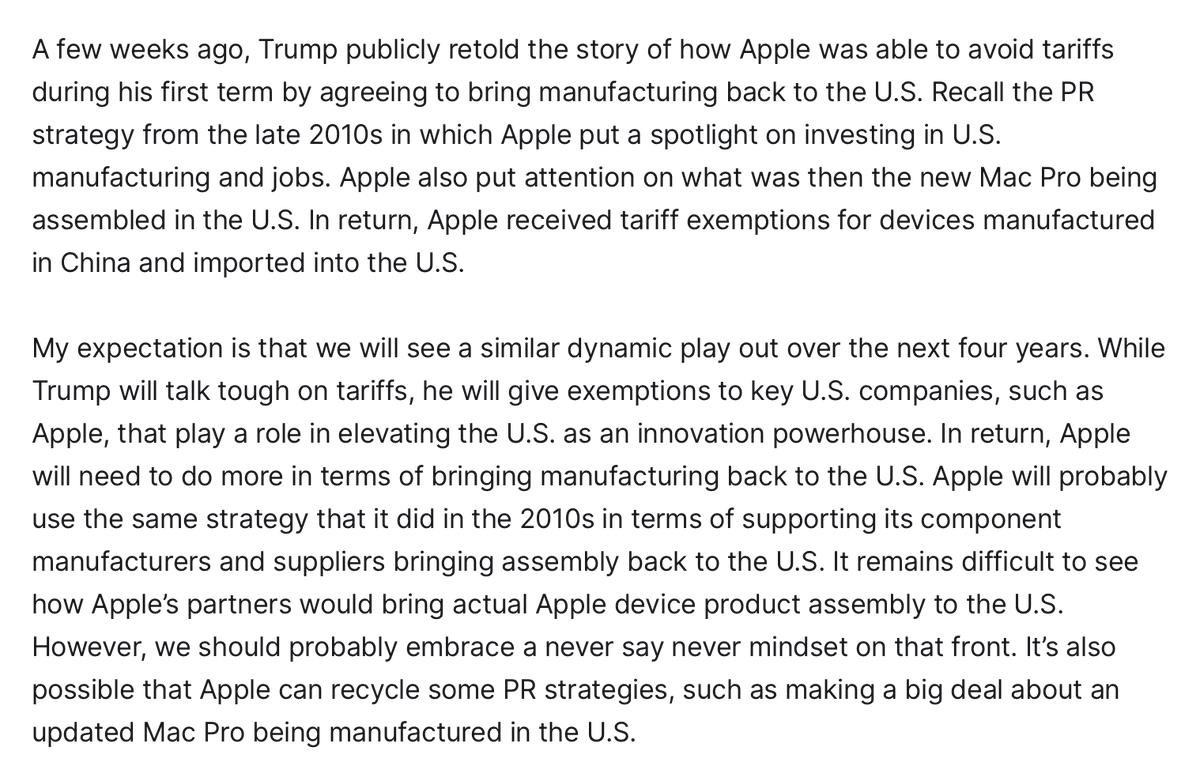 Above Avalon members were well prepared for Apple tariff exemptions being granted. Here's the very f