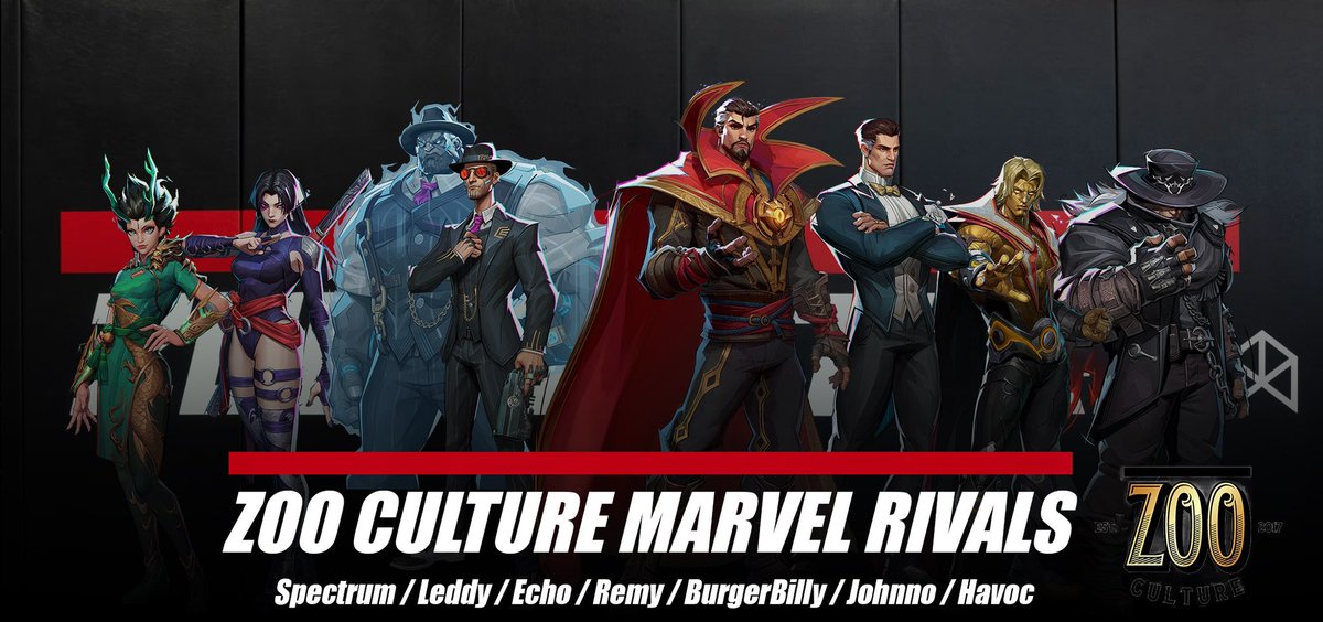 Presenting <a href="/BradleyMartyn/">Bradley Martyn</a> x @Zoo_Culture x <a href="/MarvelRivals/">Marvel Rivals</a> Roster for
HOC Rivals Of Chaos Tournament.

♻️🪐: <a href="/Remy_OW/">Nick</a> 
♻️🧌: <a href="/ow_havoc/">Havoc</a> 
💥🦾: <a href="/BurgerBilly0/">BurgerBilly</a> 
👽👹: <a href="/LeddyWap/">Leddy</a> 
🤢👊🏼: <a href="/Echo_OW2/">Carson</a> 
🗿🫀: <a href="/JohnnoOW/">Johnno</a> 
🧚🏼‍♂️✨: <a href="/mojankers/">mickey</a> 

Graphic by 🐐🍯: @B3N_OW2 

#NotSmall #WeAre260