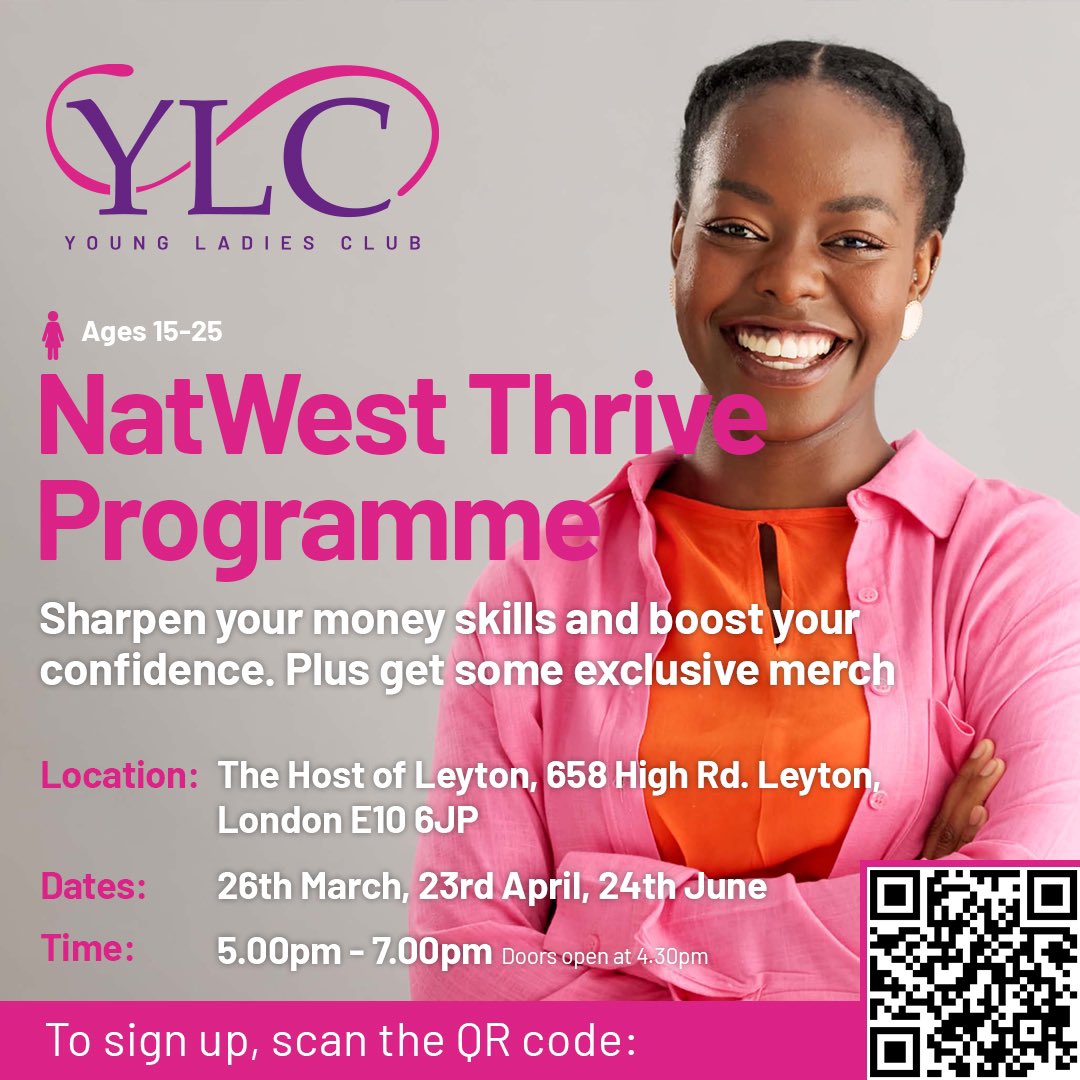 YoungLadiesClub's tweet photo. NatWest Thrive is BACK 🥳 The NatWest Thrive programme will help you to build the positive attitude to money and self-belief you need to go after your dreams. 

Register here;  https://t.co/iHVdvKtSIN https://t.co/29EKUsXyBK