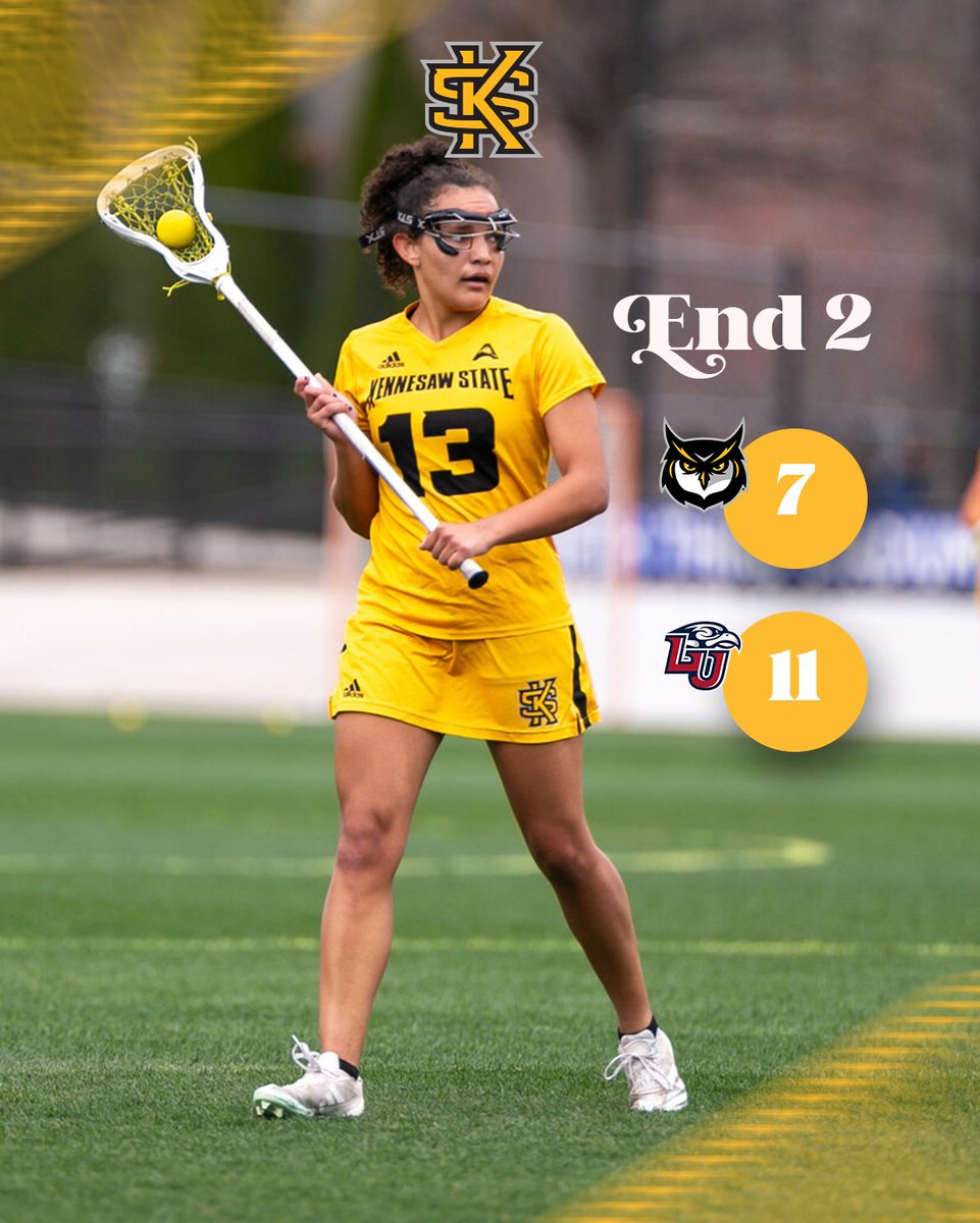 KSUOwlsLAX's tweet image. Owls hold Flames without a goal for 6+ minutes, but Liberty scores twice in the final minute to expand the lead.

#rentisdue | #HootyHoo 🦉🥍