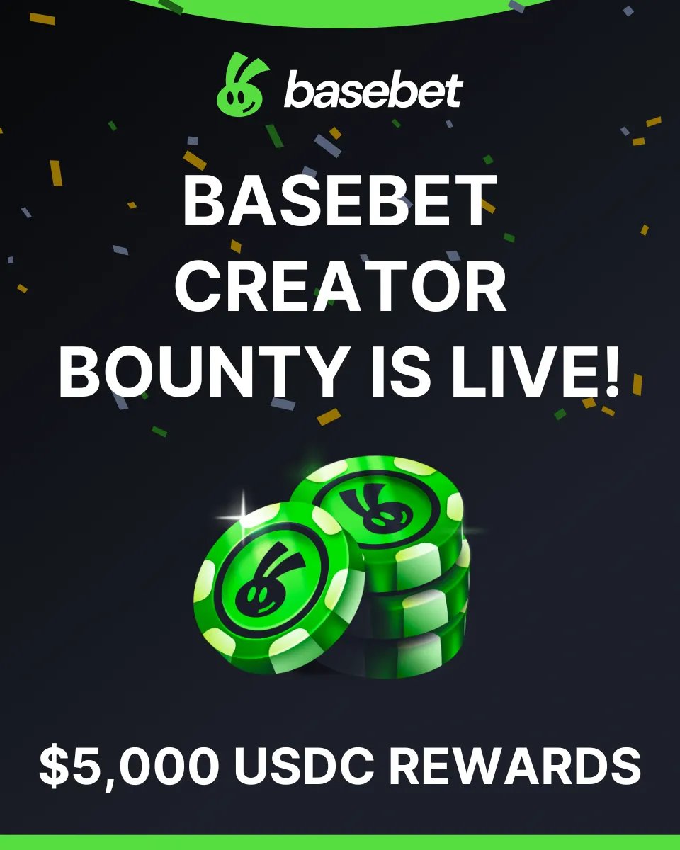 Basebetio's tweet photo. 🚨 Basebet Creator Bounties are LIVE! 🚨

We’re giving away $5,000 USDC to 18 creators for making content about Basebet Rewards — where $BBT holders earn USDC every 6 hours from casino profits. 🎰💸

Choose your bounty:

🎥 Video + Thread → Win up to $2,000
🧵 Thread Only → Win $100 for top threads

📅 Deadline: April 28, 2025 – 23:59 UTC

Apply via @SuperteamEarn 👇

🔗 Video Bounty: https://t.co/peqxdWzBm6

🔗 Thread Bounty: https://t.co/YsRBpAnNm5