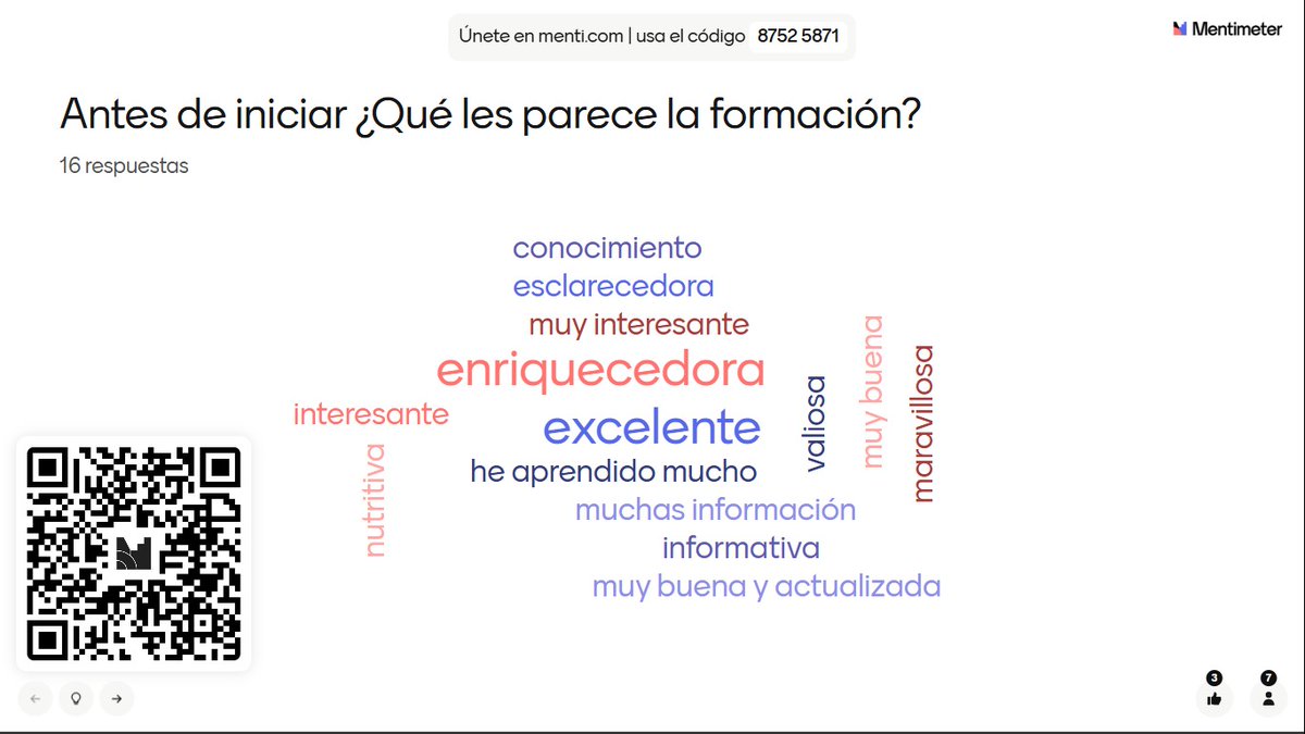 🌟 Antes del inicio de la sesión del día de hoy, les preguntamos a las y los participantes qué les parece la formación? 🙌 🤝