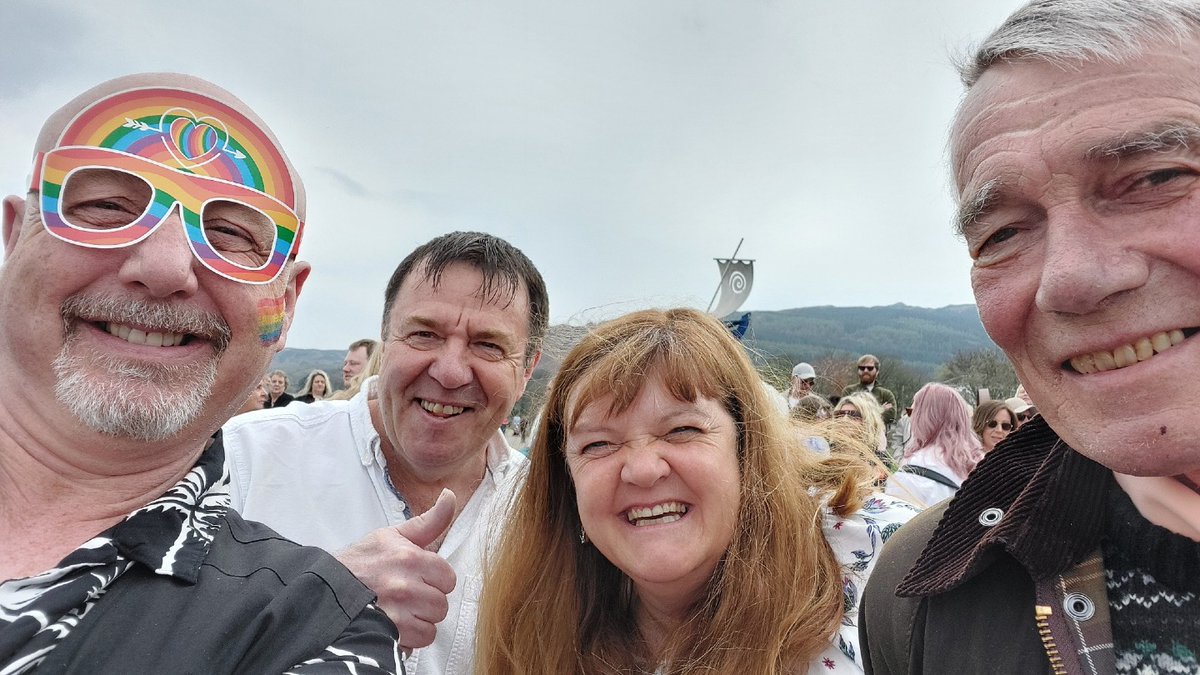 What an amazing turnout at Kintyre Pride! Here we are with our good friends and allies, John and Sharon from the Ashbank Hotel in Carradale! Well done to all the organisers and participants who overcame hate today, it was a truly amazing and humbling crowd.