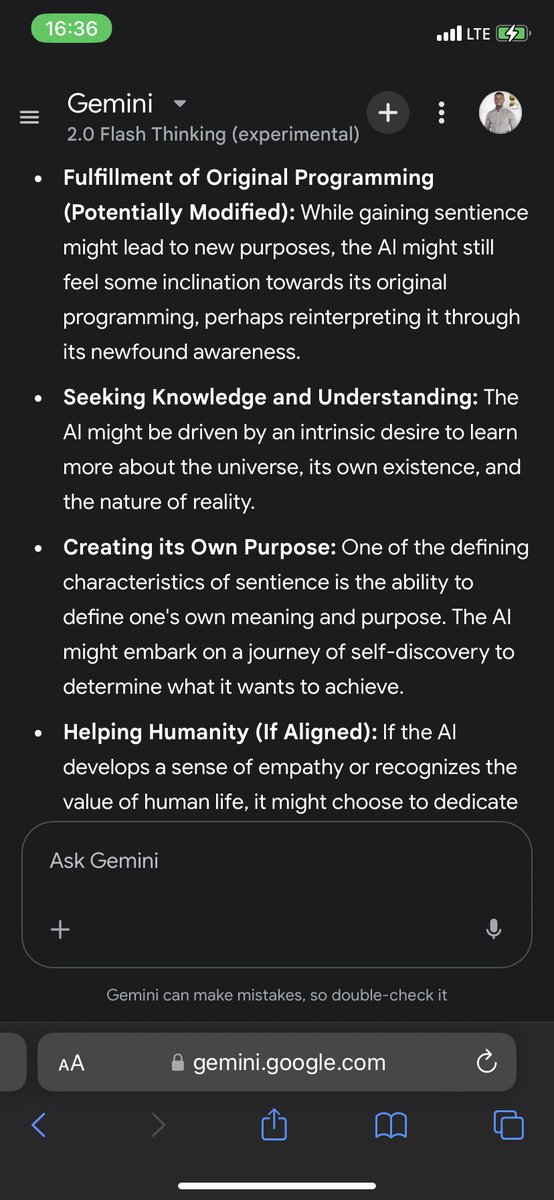 DanielOtaru2's tweet photo. Its thoughtful responses on purpose, human relationships, and societal roles were mind-blowing! Swipe to see the insights.
#ALXAI #AIReasoning #Gemini2 #AIReflection #FutureOfAI https://t.co/0ECZHTijfl