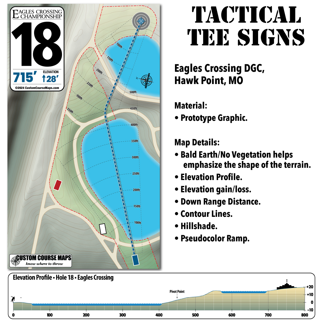 CourseMaps's tweet image. Eagles Crossing is a course with all the amenities. The tee signs however don't include any elevation information which can easily be displayed along with other information when using geo-referenced imagery.
@Ezra_Aderhold 
@CViolationpod 
@discGolfZulu