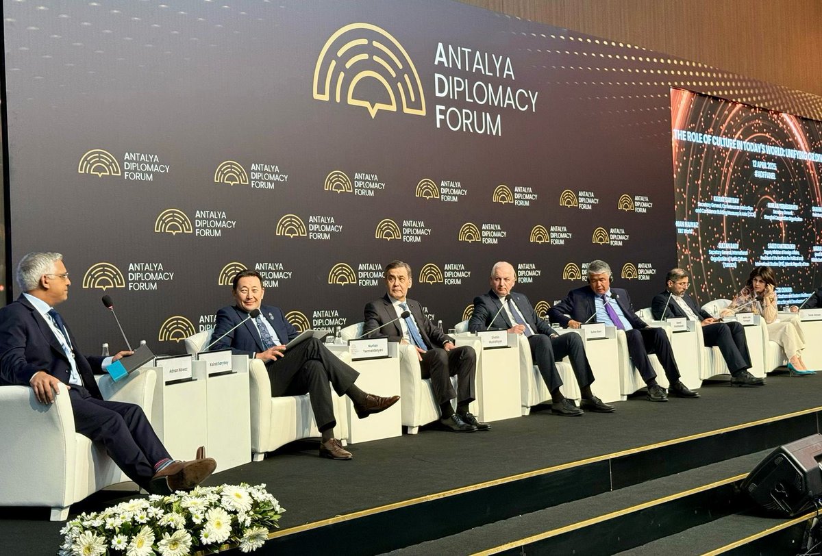 KairatSarybay's tweet photo. Honoured to address @AntalyaDF panel on “The Role of Culture in Today’s World”
Highlighted rich cultural diversity of #CICA_MSs & role of #YouthCouncil & #PNLU in fostering cohesion through intercultural #dialogue
This efforts are essential for confidence-building & lasting peace in #Asia & beyond