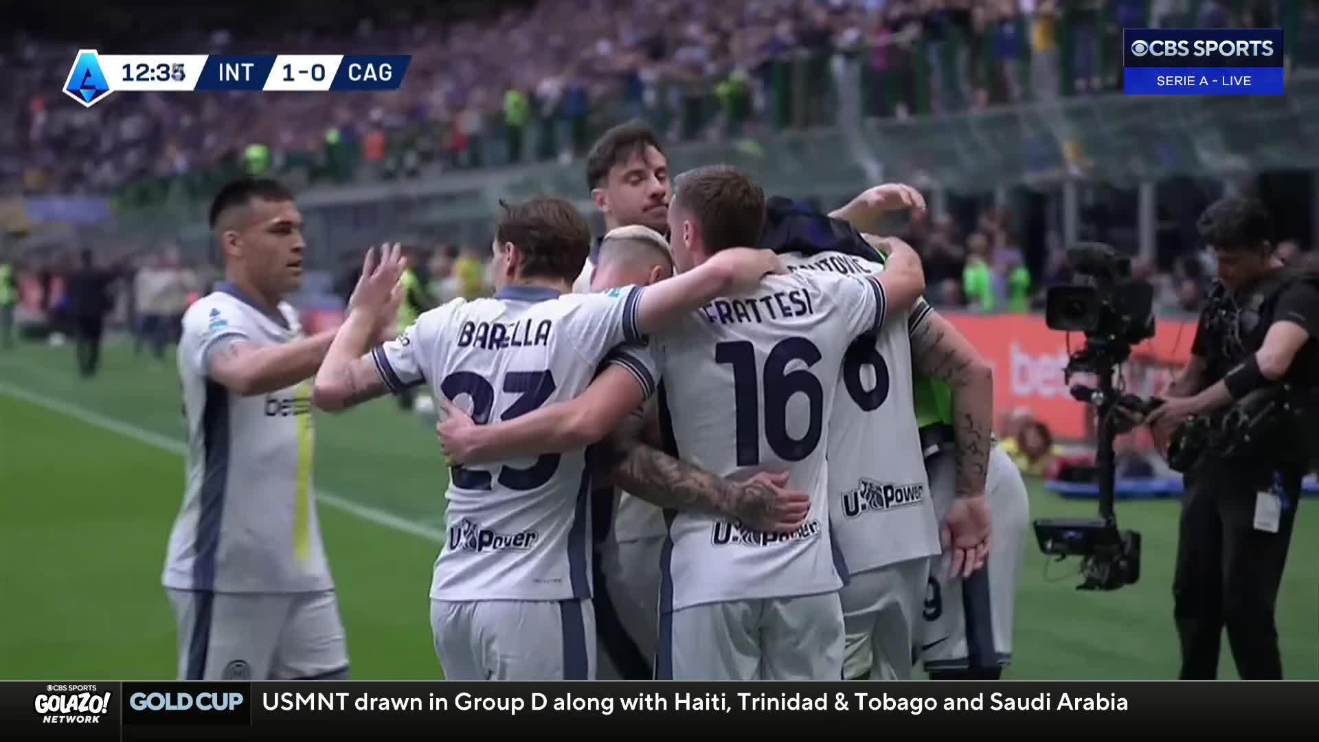Marko Arnautović with a clean finish to give Inter the early lead against Cagliari 🎯