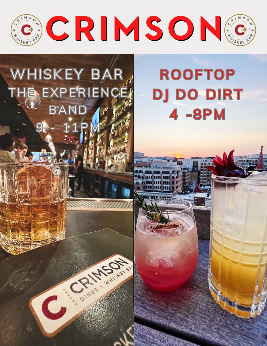 Best of both worlds! 
Today: DJ Do Dirt at Rooftop Bar from 4-8pm (plenty of indoor space shielded from the elements.)
The Experience Band &amp; Show at Whiskey Bar 9 - 11pm.
No cover. Just strong drinks and happy vibes. Join us!
627 H Street NW
#chinatowndc