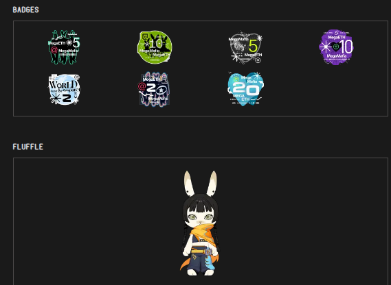 I want to share 𝐬𝐞𝐜𝐫𝐞𝐭 of 𝐌𝐞𝐠𝐚𝐄𝐓𝐇 𝐁𝐚𝐝𝐠𝐞𝐬 🔥👀

Fluffle holders can get these badges by connecting their X and completing some missions. 
nft.megaeth.com/showcase

1⃣3 badges by  5/10/20 tweets mentioning or tagging MegaETH/MegaMafia

Like and RT please ❤️