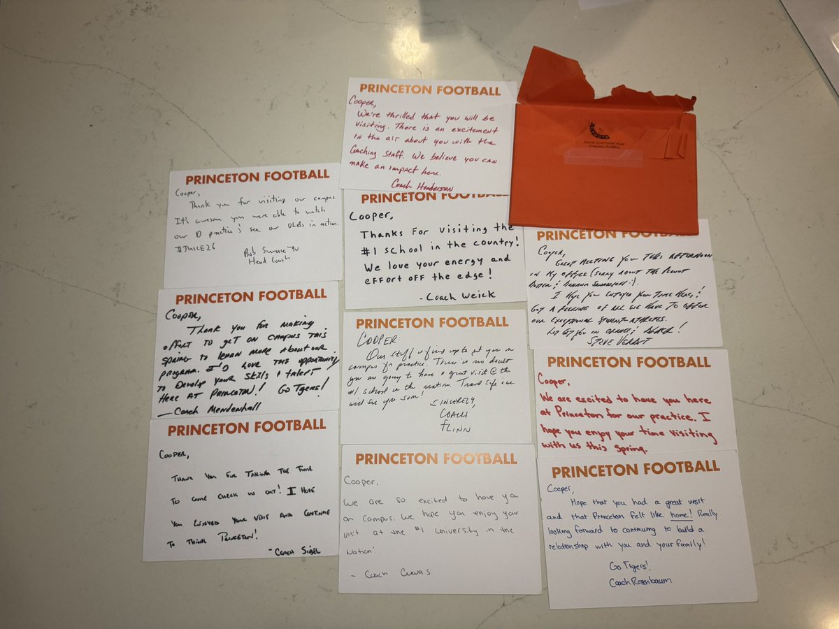 Cooper Bauer (EDGE/LB) (@cooper_bauer) on Twitter photo Thanks to the coaches at <a href="/PrincetonFTBL/">Princeton Football</a> for the letters! #JUICE
<a href="/Coach_Mende/">Mike Mendenhall</a> <a href="/CoachBobSurace/">Bob Surace '90</a> <a href="/CoachSibel/">John Sibel</a> <a href="/CoachMikeWeick/">Michael Weick</a> <a href="/Coach_Flinn/">Brian Flinn🤫</a> <a href="/SVerbit/">Stephen Verbit</a> <a href="/CoachRosenbaum/">Mark Rosenbaum</a> Thanks to the coaches at <a href="/PrincetonFTBL/">Princeton Football</a> for the letters! #JUICE
<a href="/Coach_Mende/">Mike Mendenhall</a> <a href="/CoachBobSurace/">Bob Surace '90</a> <a href="/CoachSibel/">John Sibel</a> <a href="/CoachMikeWeick/">Michael Weick</a> <a href="/Coach_Flinn/">Brian Flinn🤫</a> <a href="/SVerbit/">Stephen Verbit</a> <a href="/CoachRosenbaum/">Mark Rosenbaum</a>